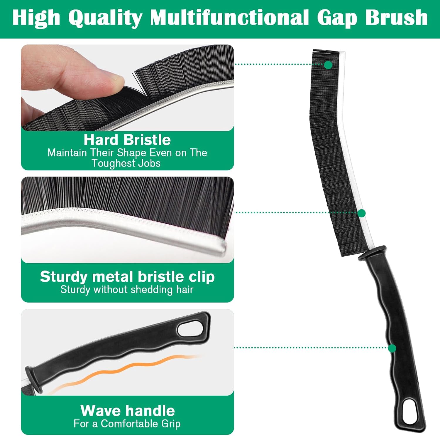 3PCS Hard Bristle Crevice Cleaning Brush Set