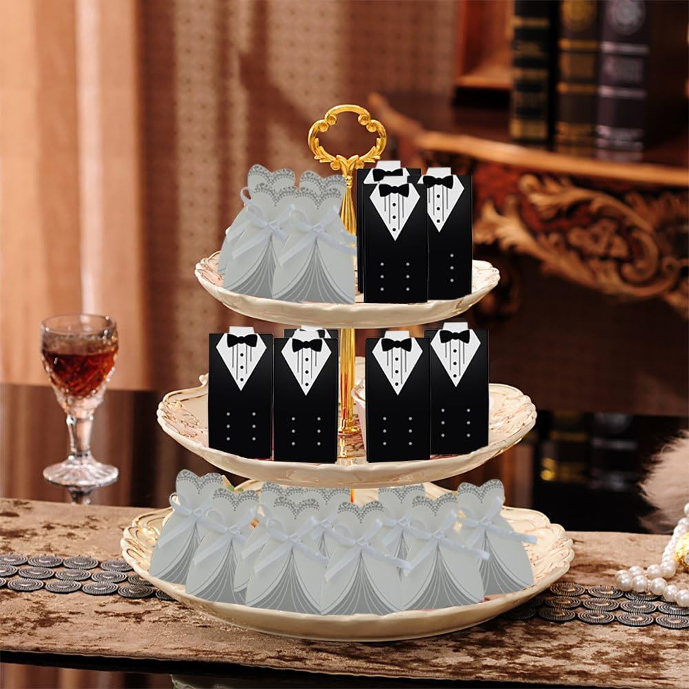 100pcs Wedding Favor Box Set with Ribbon Bow Knots