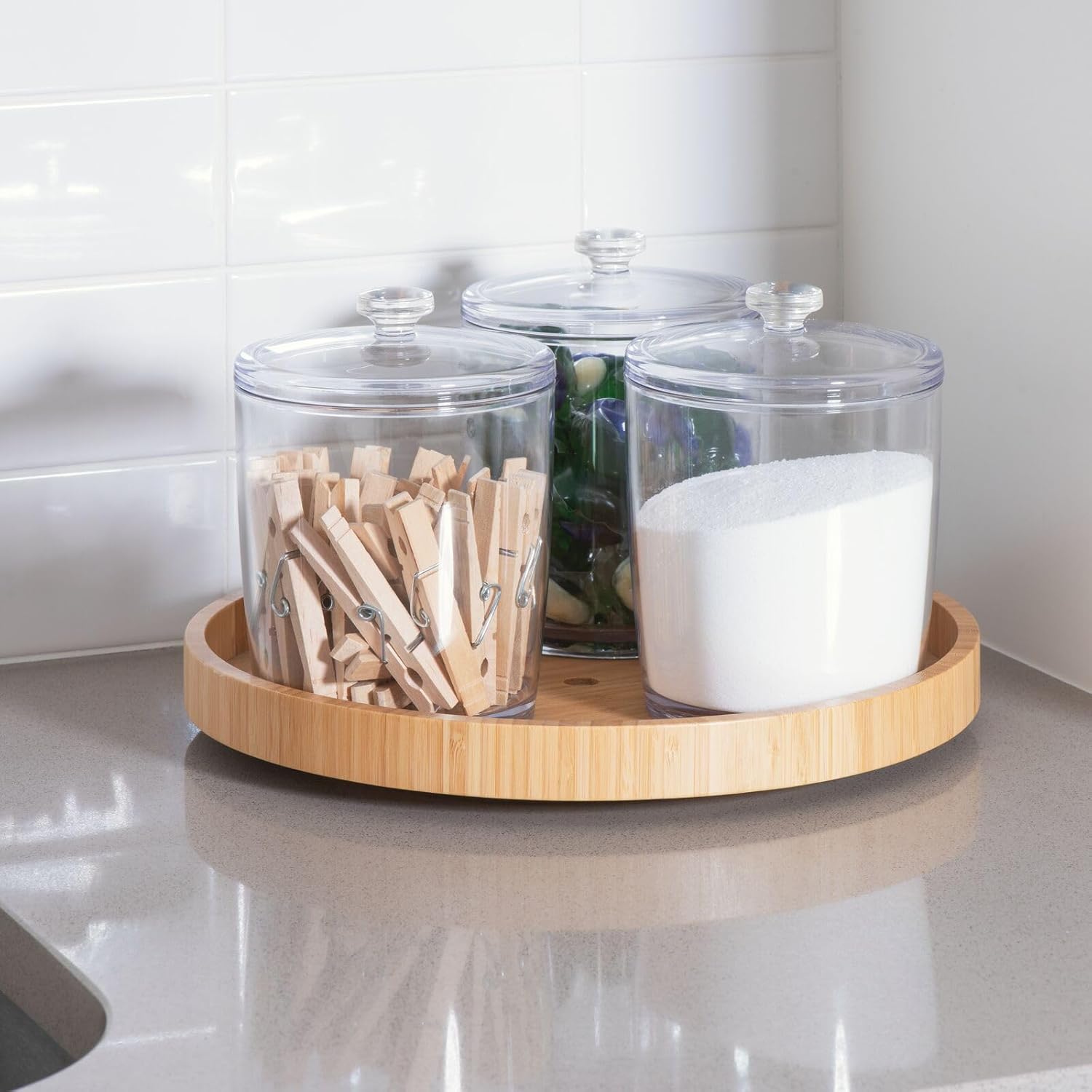 mDesign Clear Plastic Laundry Jar Holder Set 3 Pack