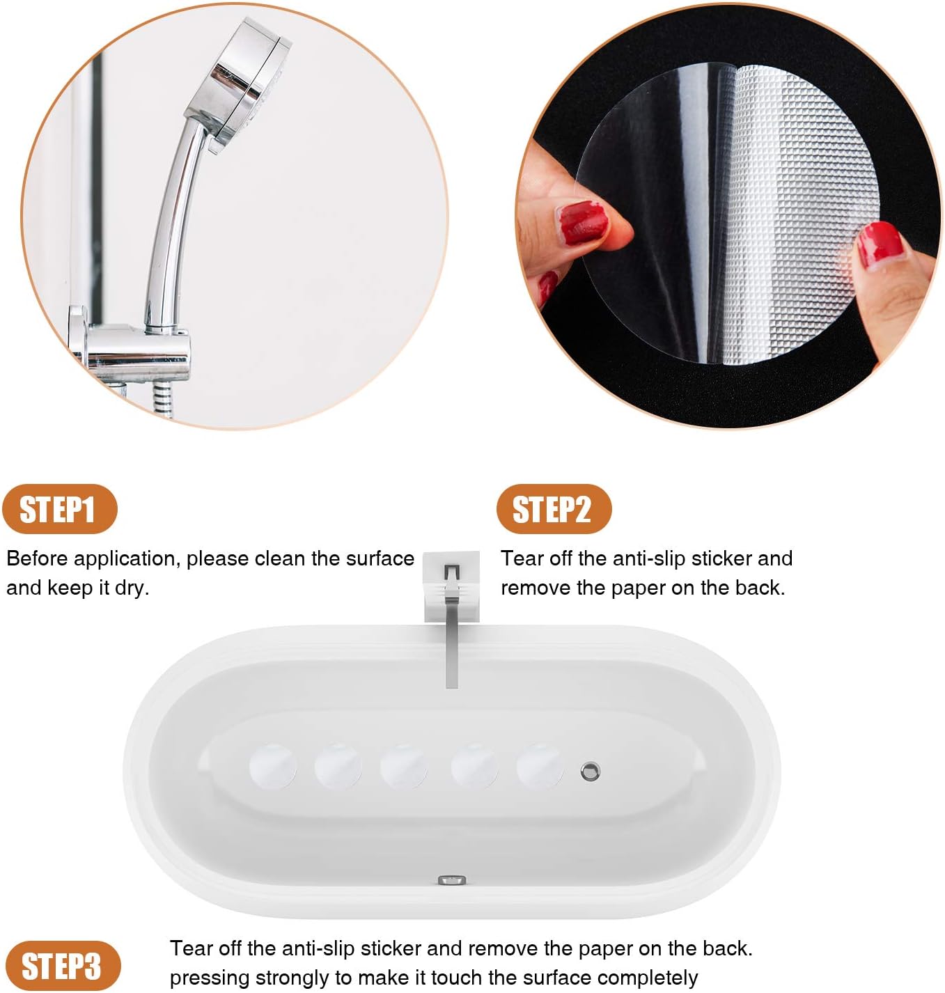 24 Piece Non-Slip Bathtub Stickers Set with Scraper