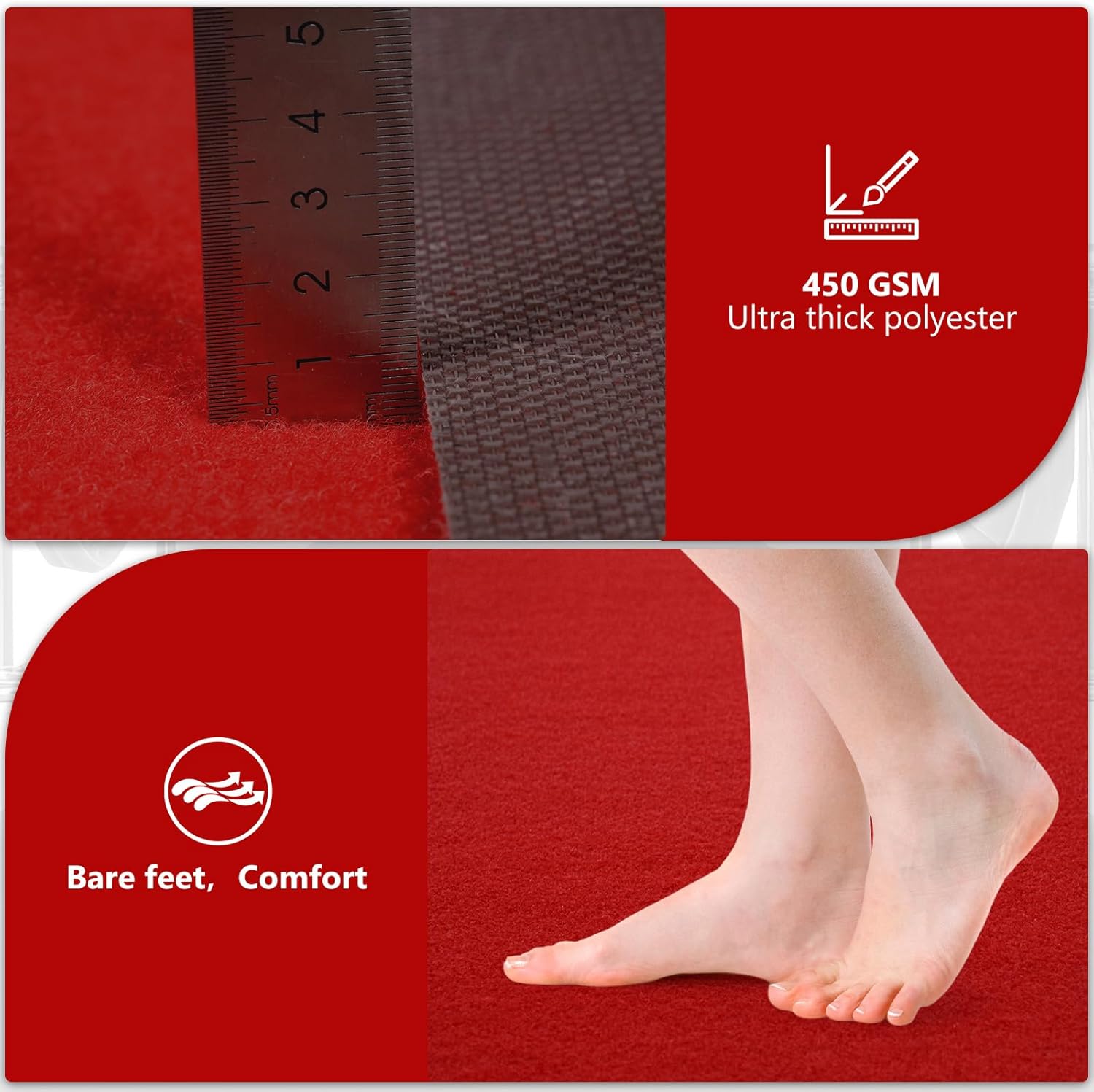 4ft x 10ft Extra Thick Red Carpet Runner for Party and Events