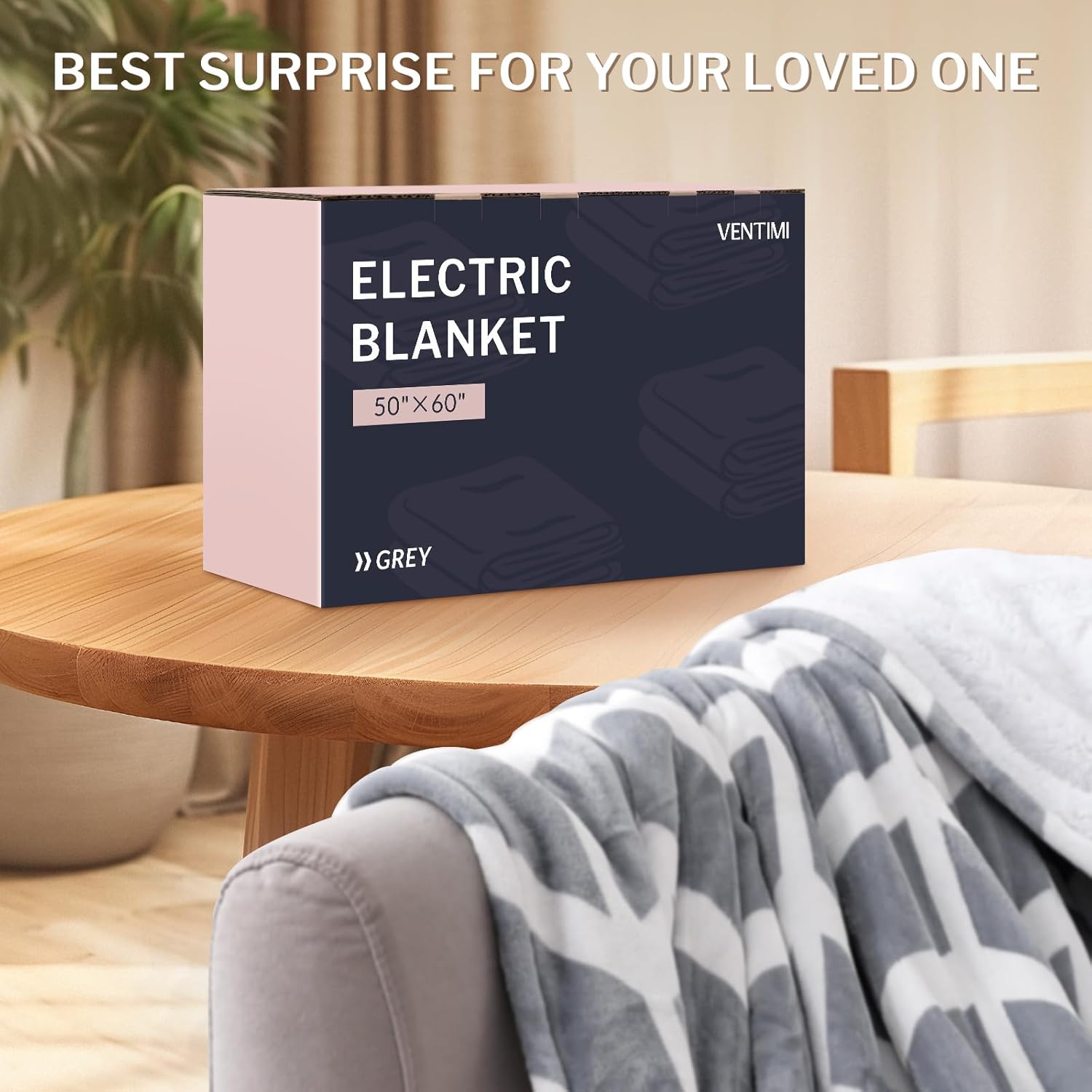 VENTIMI Heated Throw Blanket 50x60 Inch with 5 Heat Levels