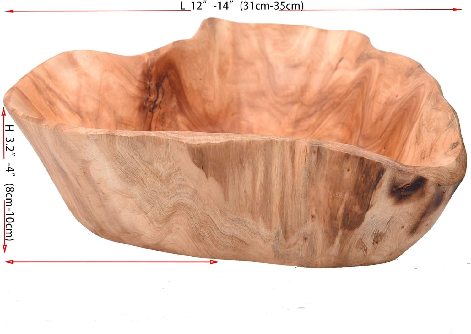Handmade Natural Root Wood Salad Bowl 12-14 Inch