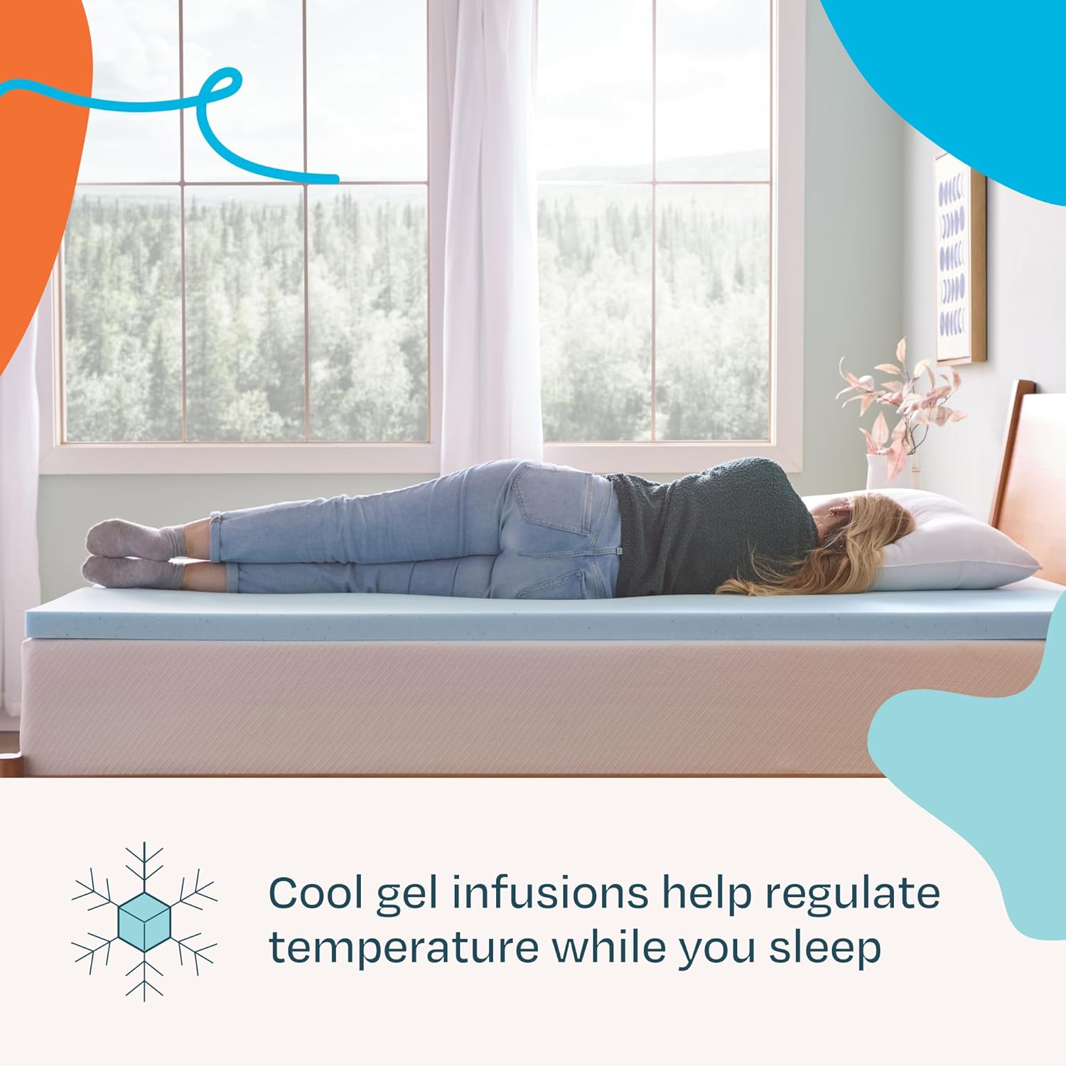 LINENSPA 2 Inch Gel Memory Foam Mattress Topper - Full Size