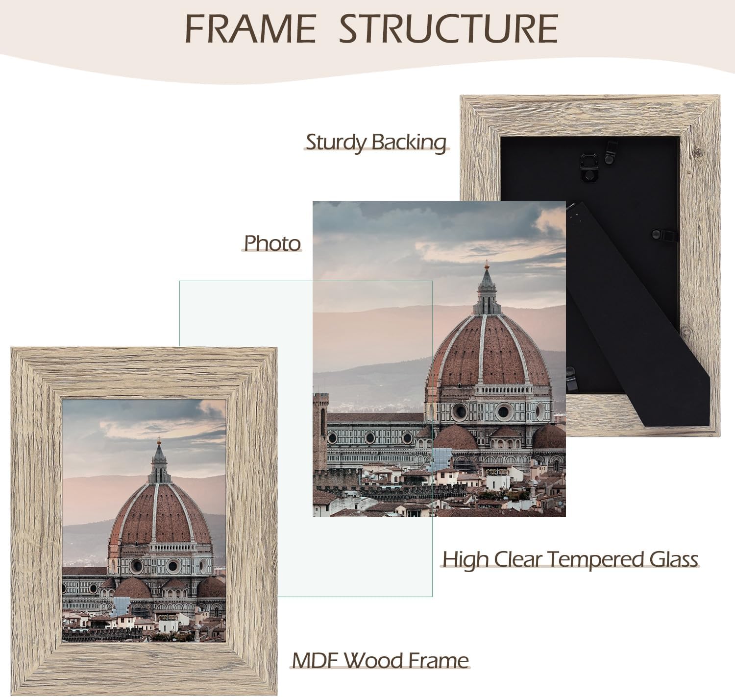 Golden State Art 5x7 Beige Picture Frame 2 Pack