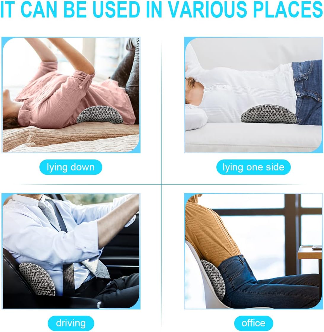 Panduo Lumbar Support Pillow - Memory Foam for Back Pain Relief