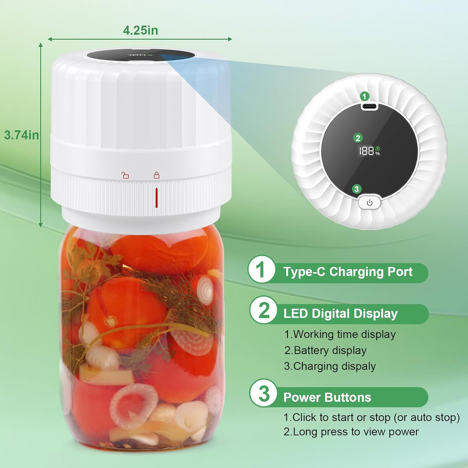 SelePow VP06 Electric Vacuum Sealer for Jars