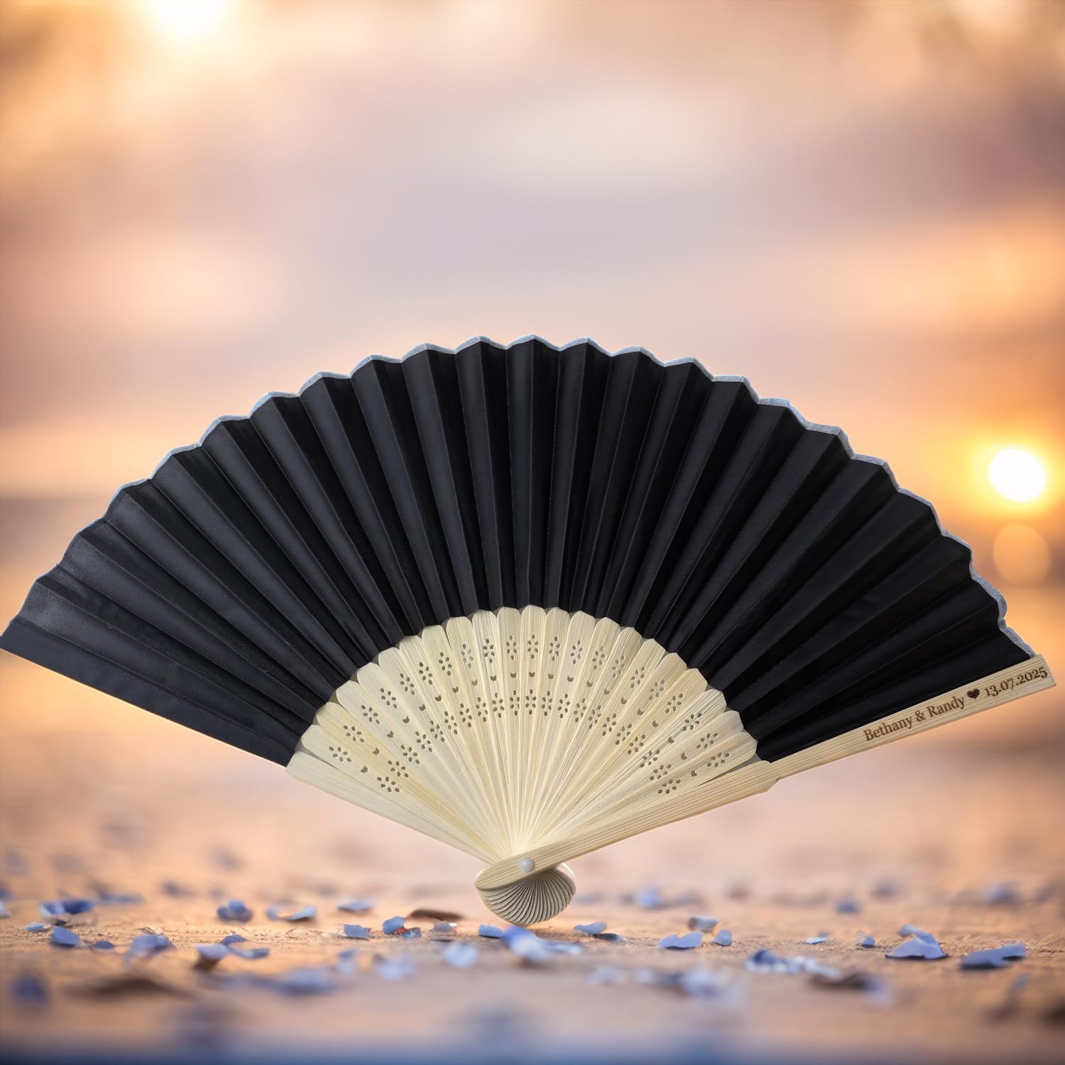 5Pcs Silk Folding Hand Fans Custom Wedding Gift Bridal Party Favors
