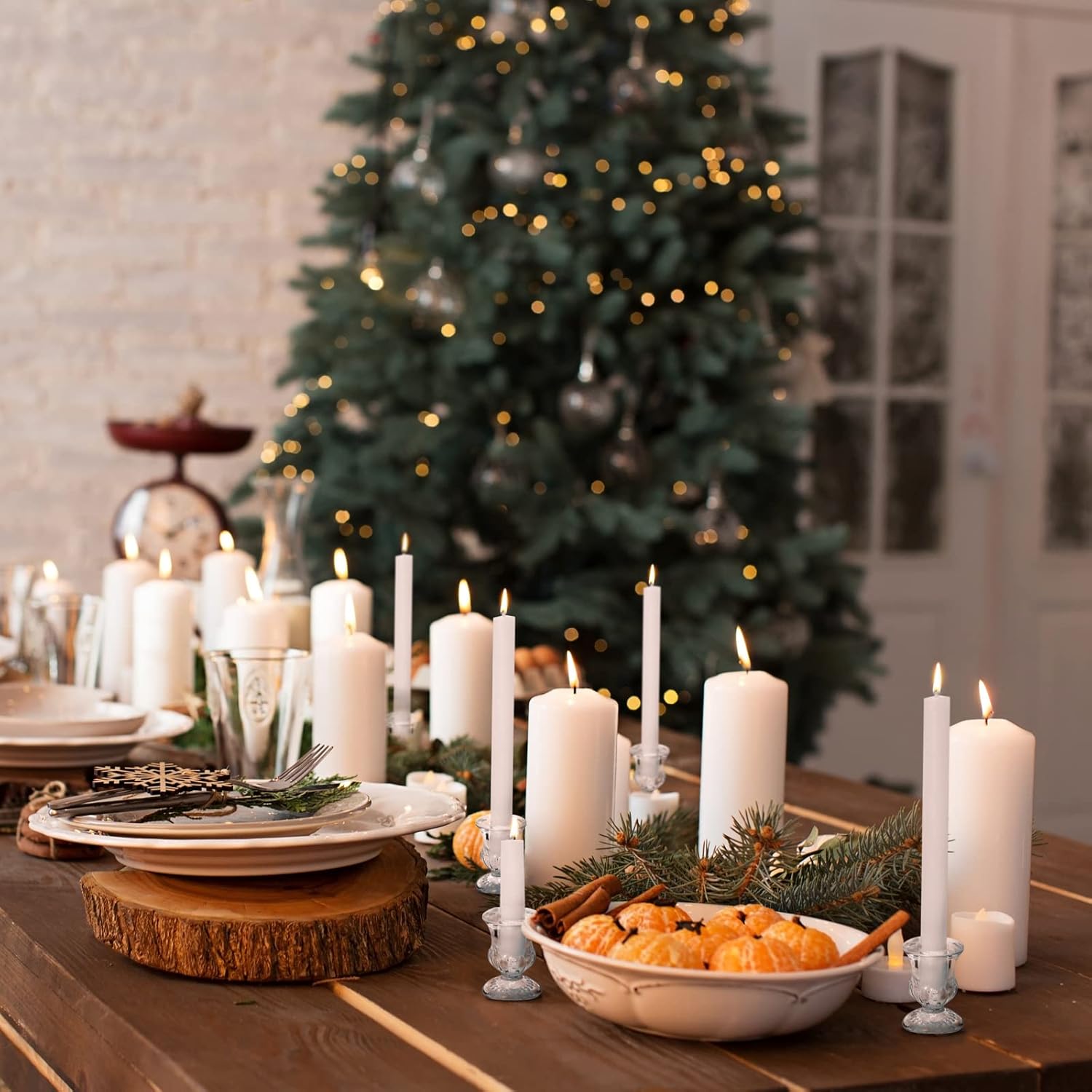 Elegant Clear Glass Candle Holder Set of 6