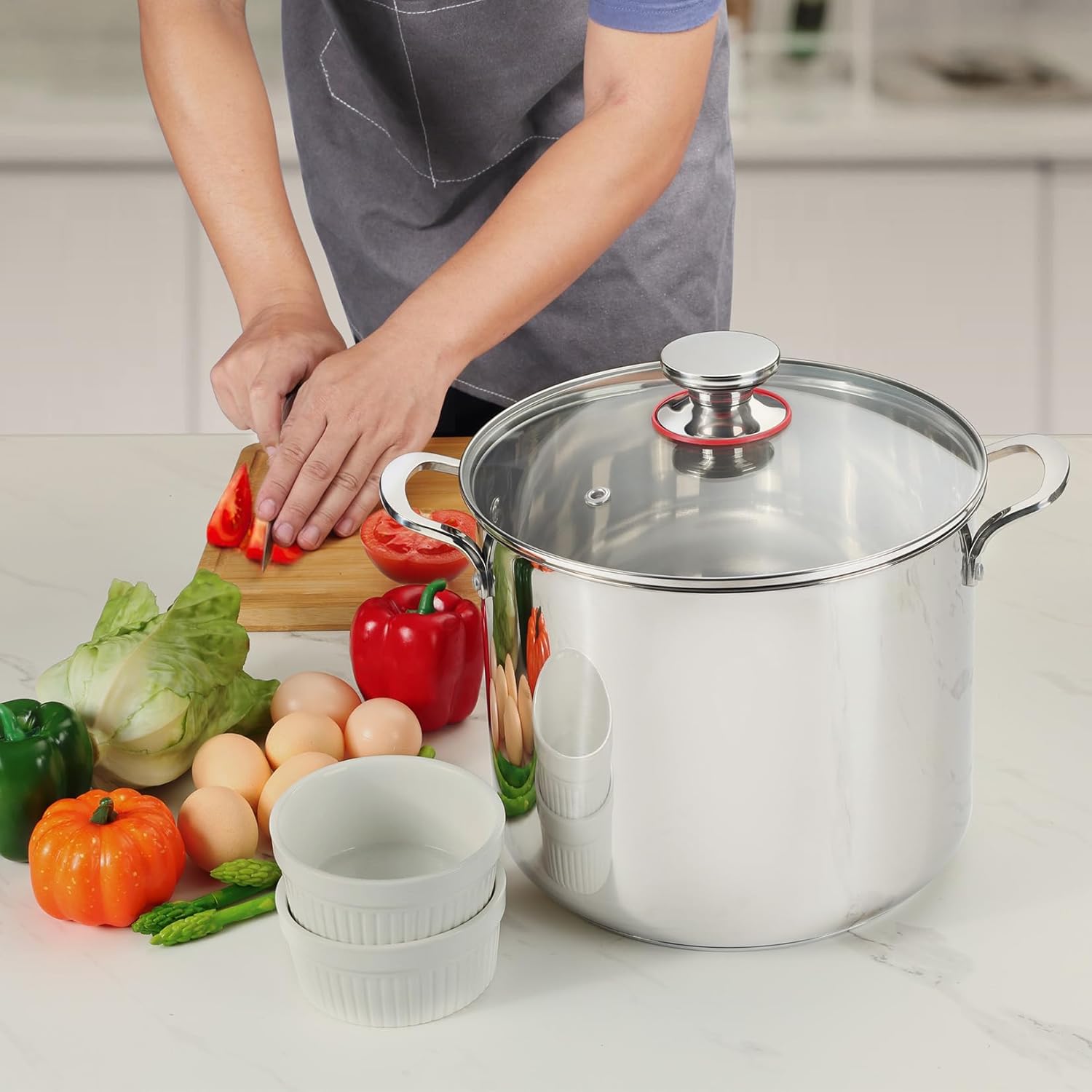 12 Quart Stock Pot with Lid 1810 Stainless Steel
