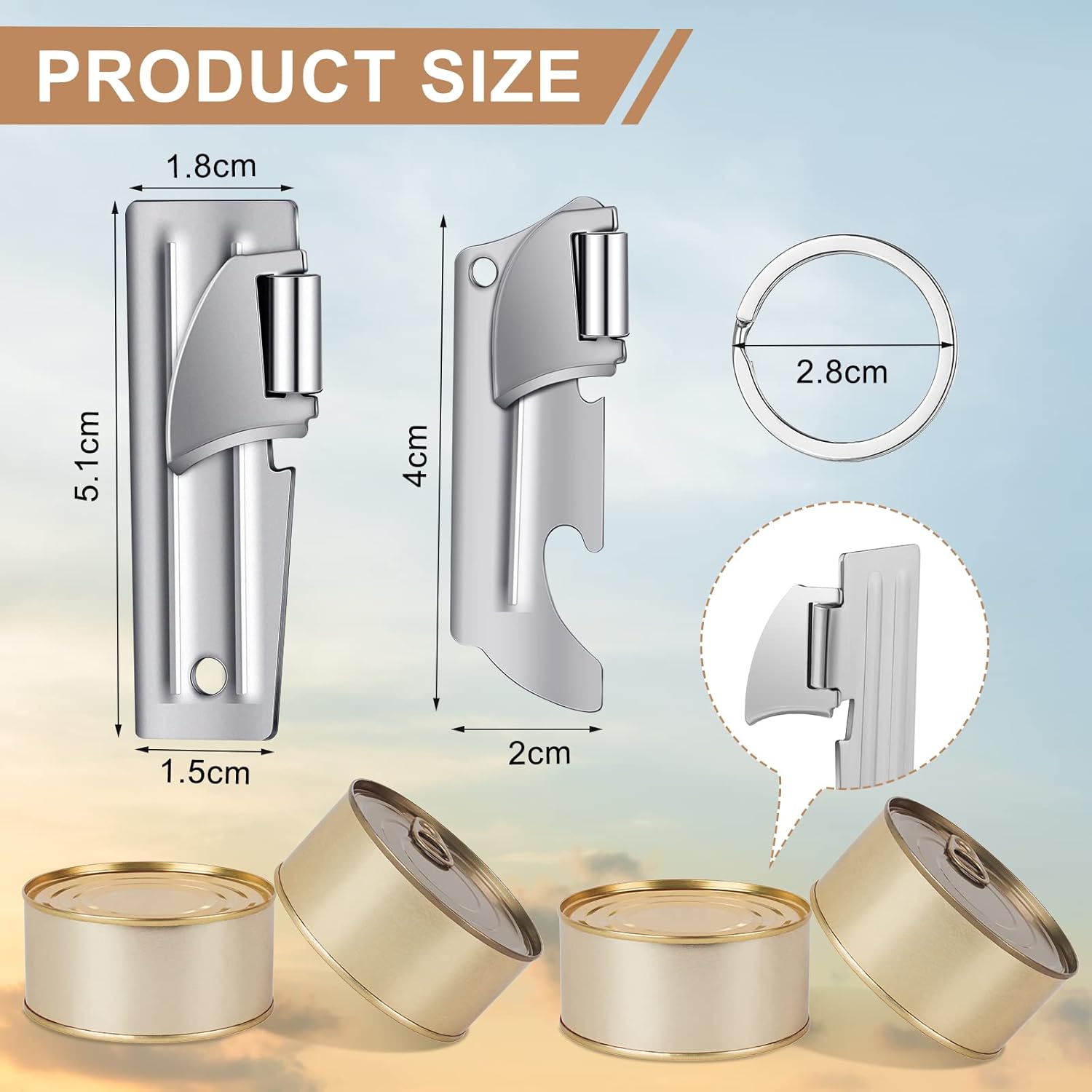 Honeydak Military Can Openers with Key Ring 18 Pieces