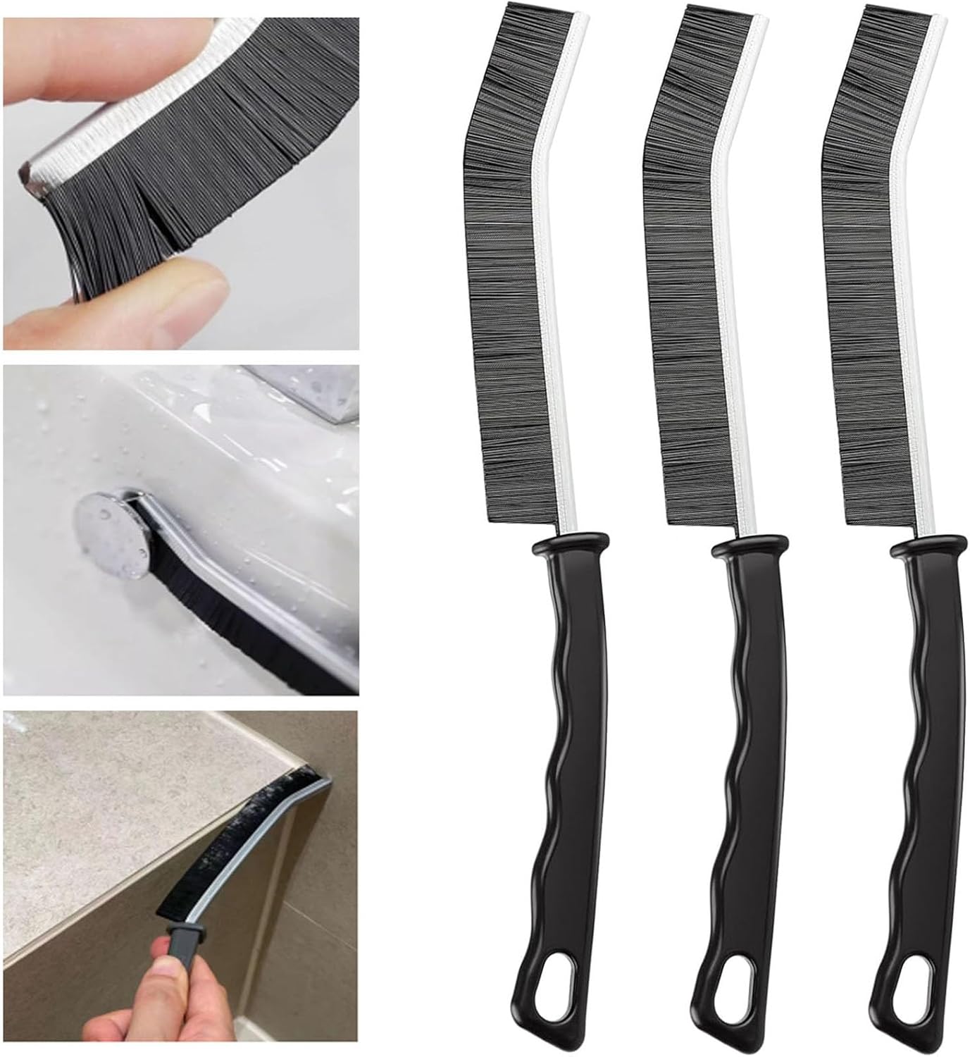 3PCS Hard Bristle Crevice Cleaning Brush Set