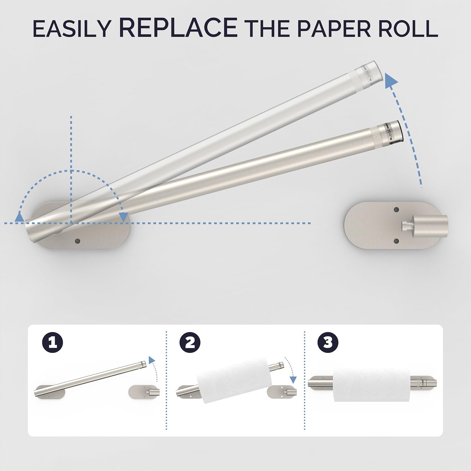 SUS304 Stainless Steel Paper Towel Holder Silver