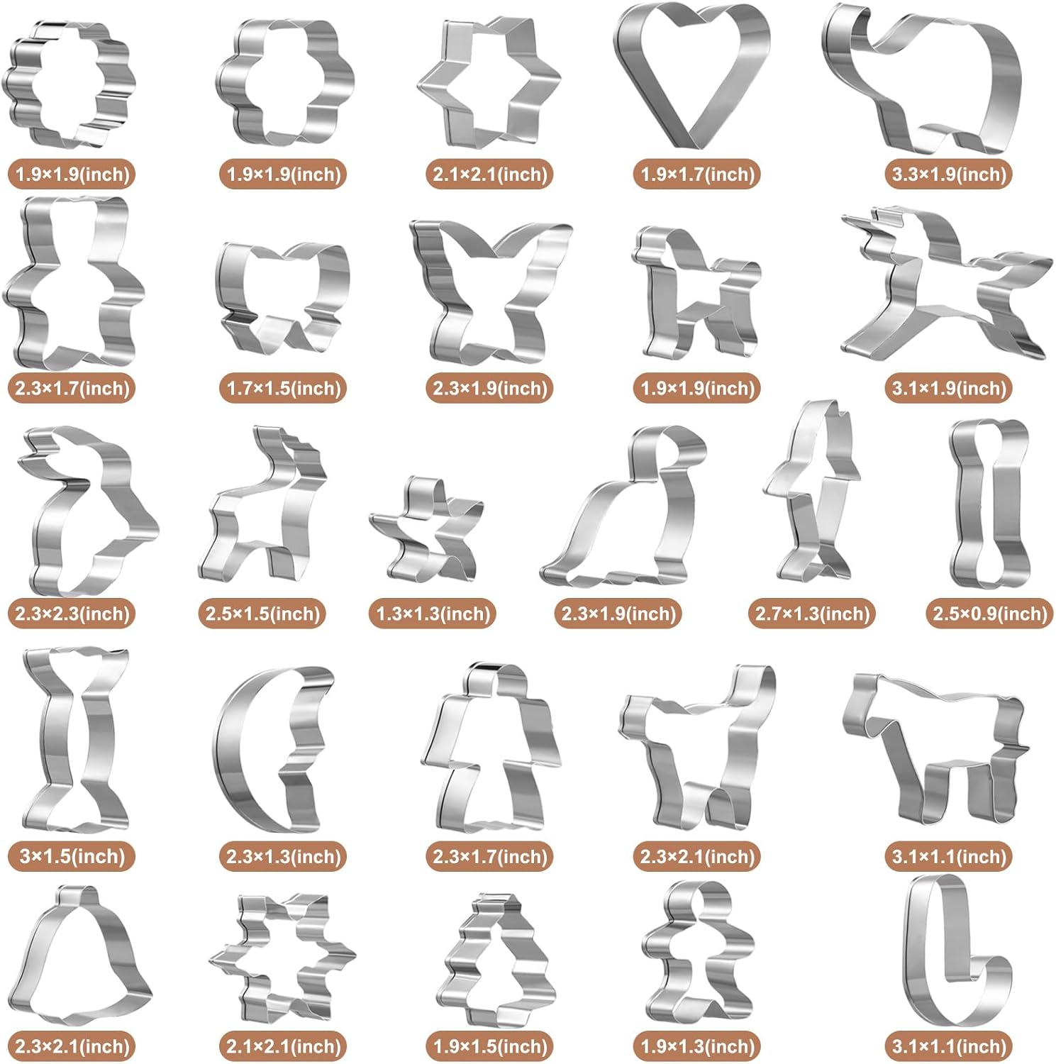 GWHOLE 26 Pcs Cookie Cutter Set for Kids Christmas Holiday
