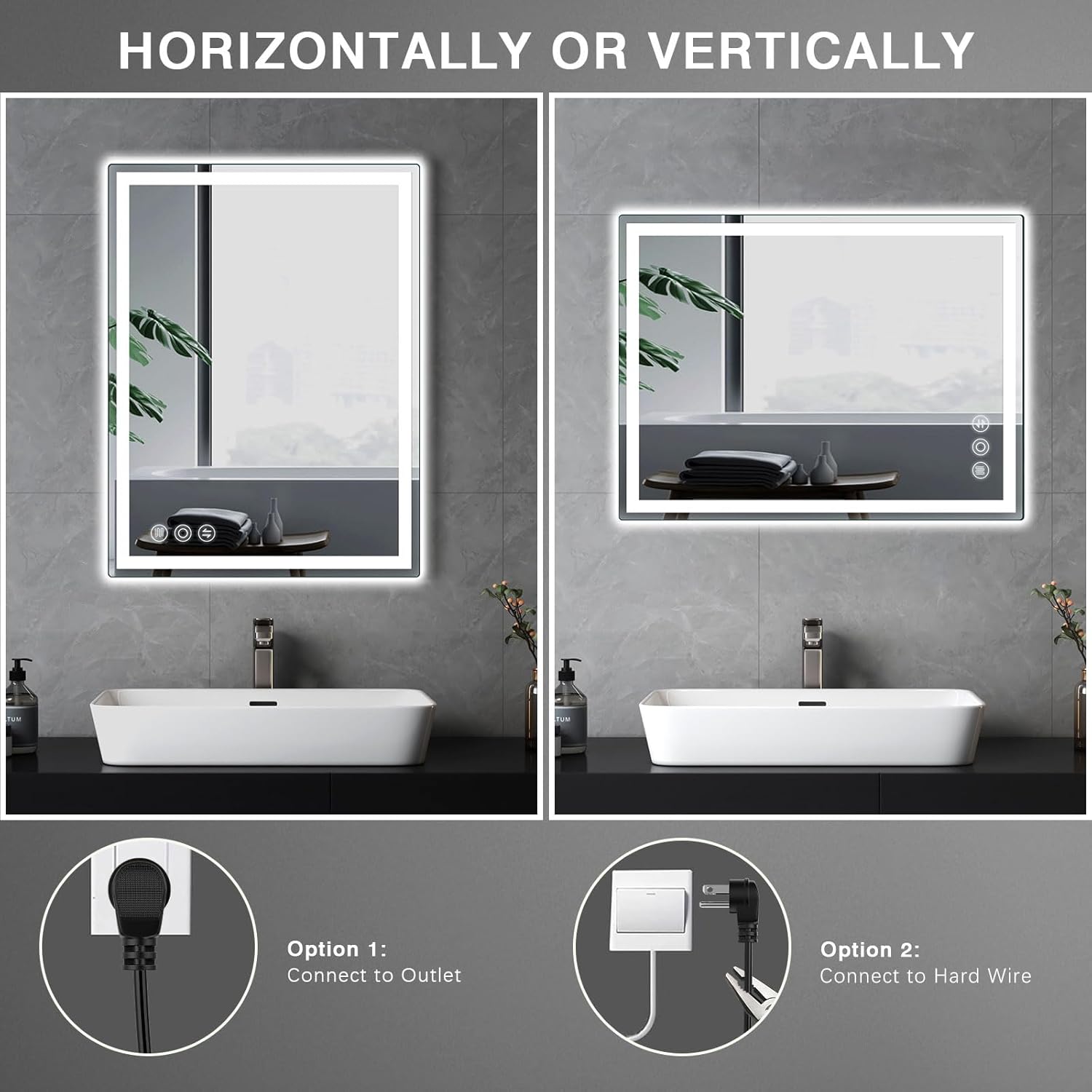 LED Mirror with Front and Back Lighting 20x28 Inch