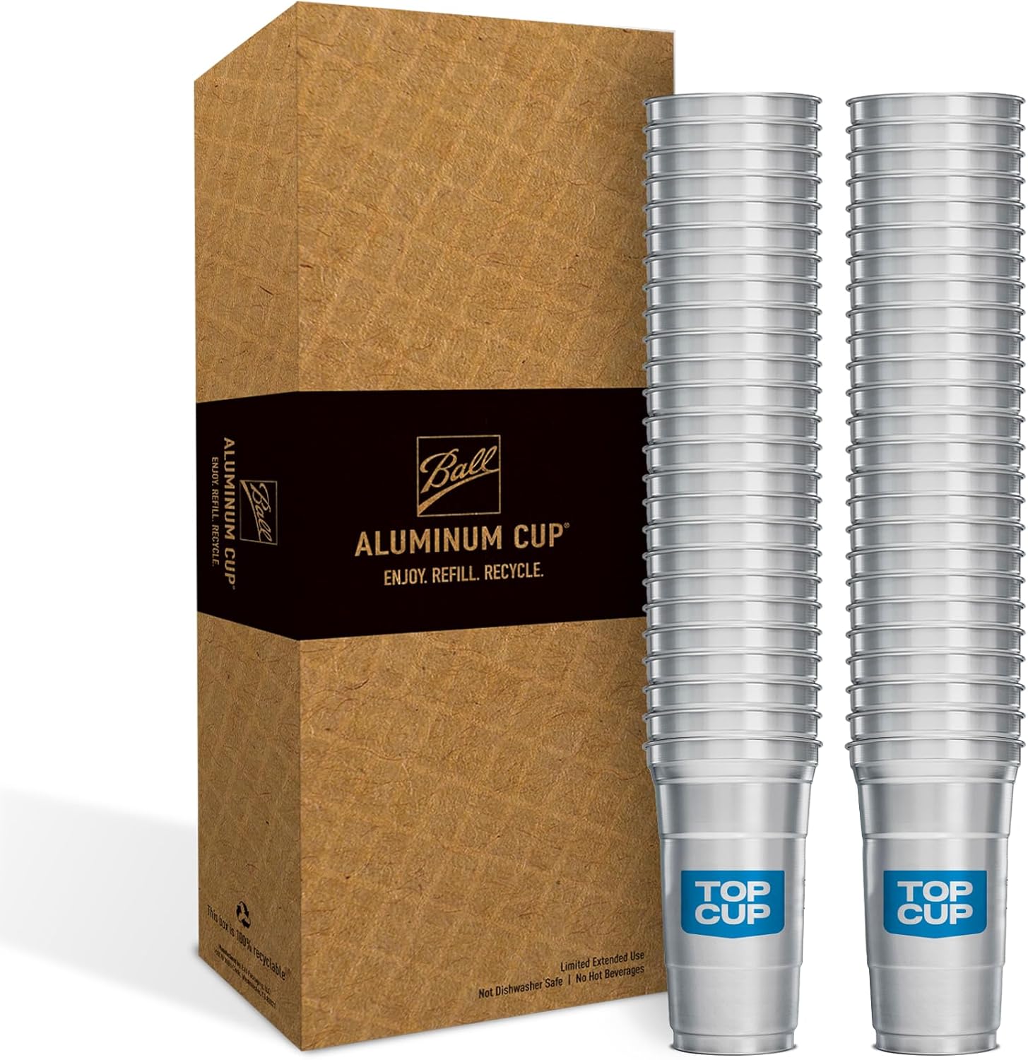 Top Cup by Ball 12 Ounce Reusable Aluminum Cups 50 Count