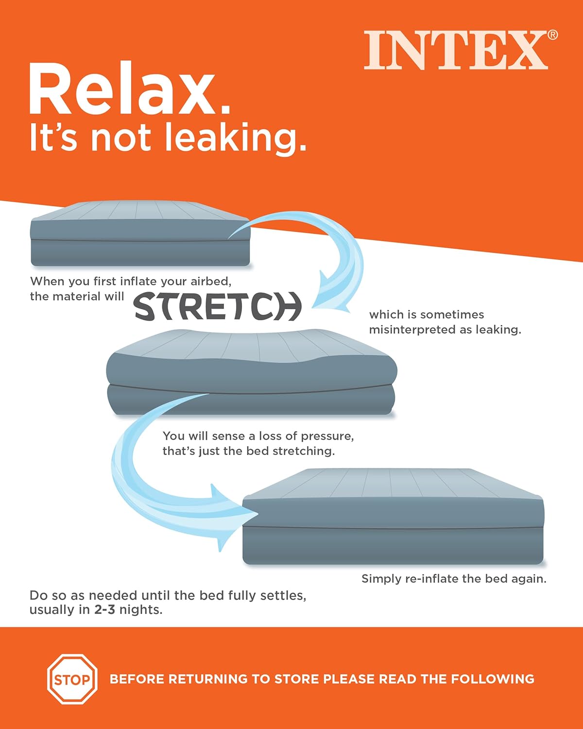 Intex Dura-Beam Standard Prestige Air Mattress Twin Size 10in 300lb