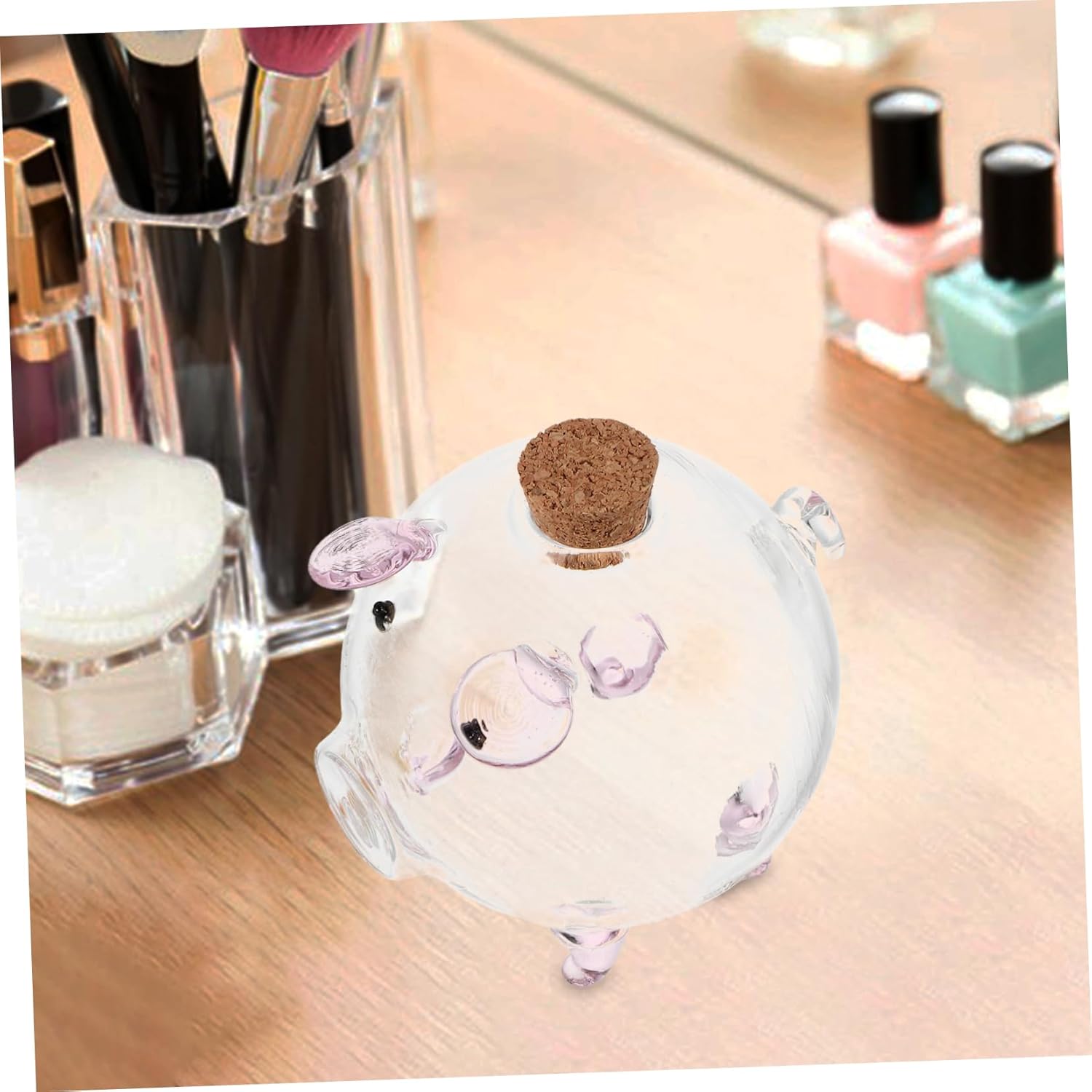 Unomor Clear Pig Shaped Glass Jar with Cork Lids