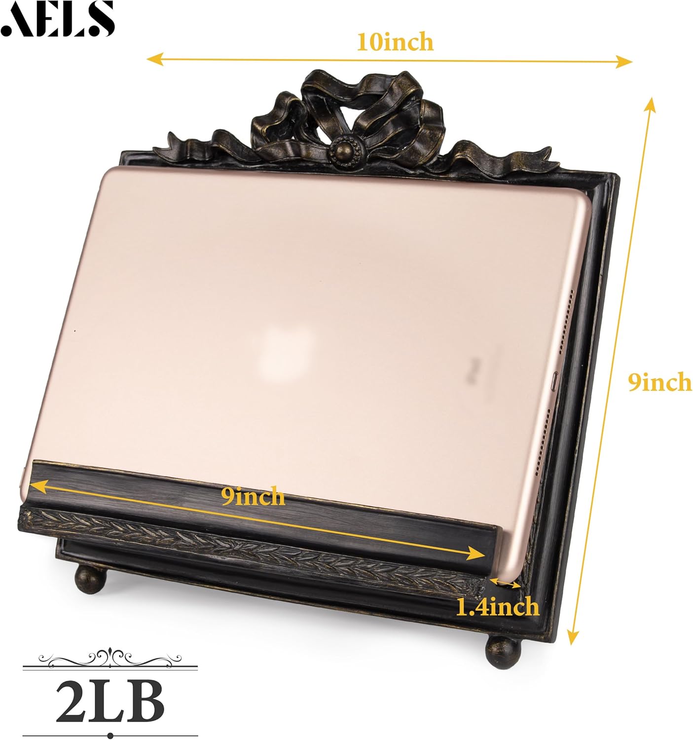 AELS Vintage Ornated Cookbook Stand Black