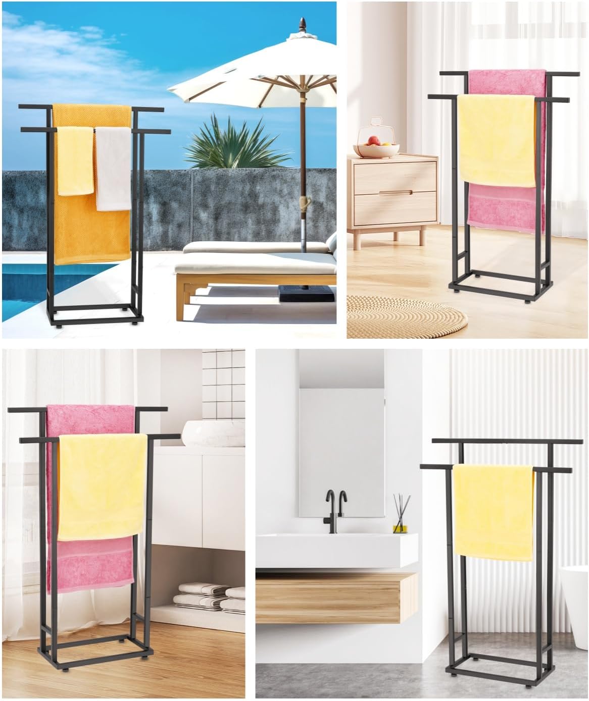 ALHAKIN 2 Tier Standing Towel Rack for Bathroom