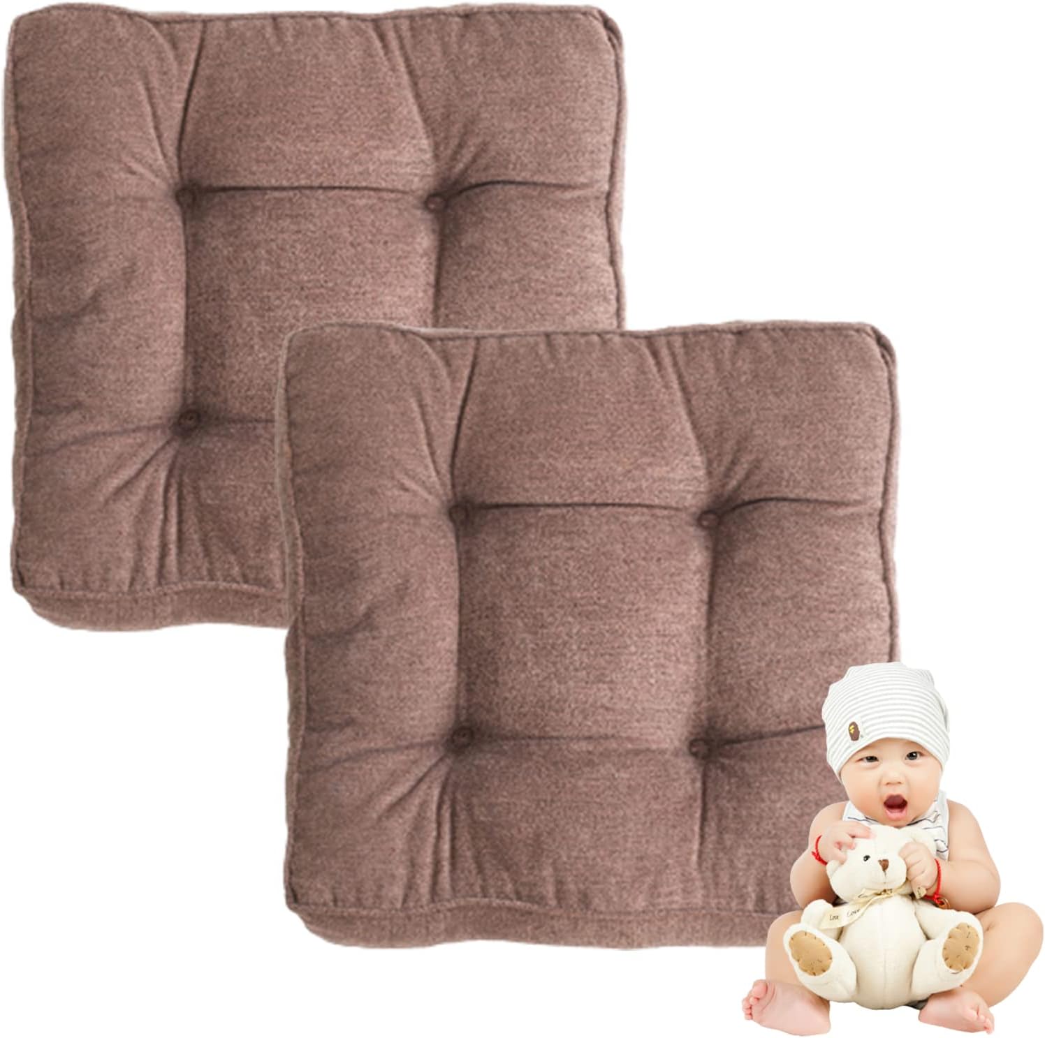 Soft Velvet Chair Cushion with Ties Set of 2