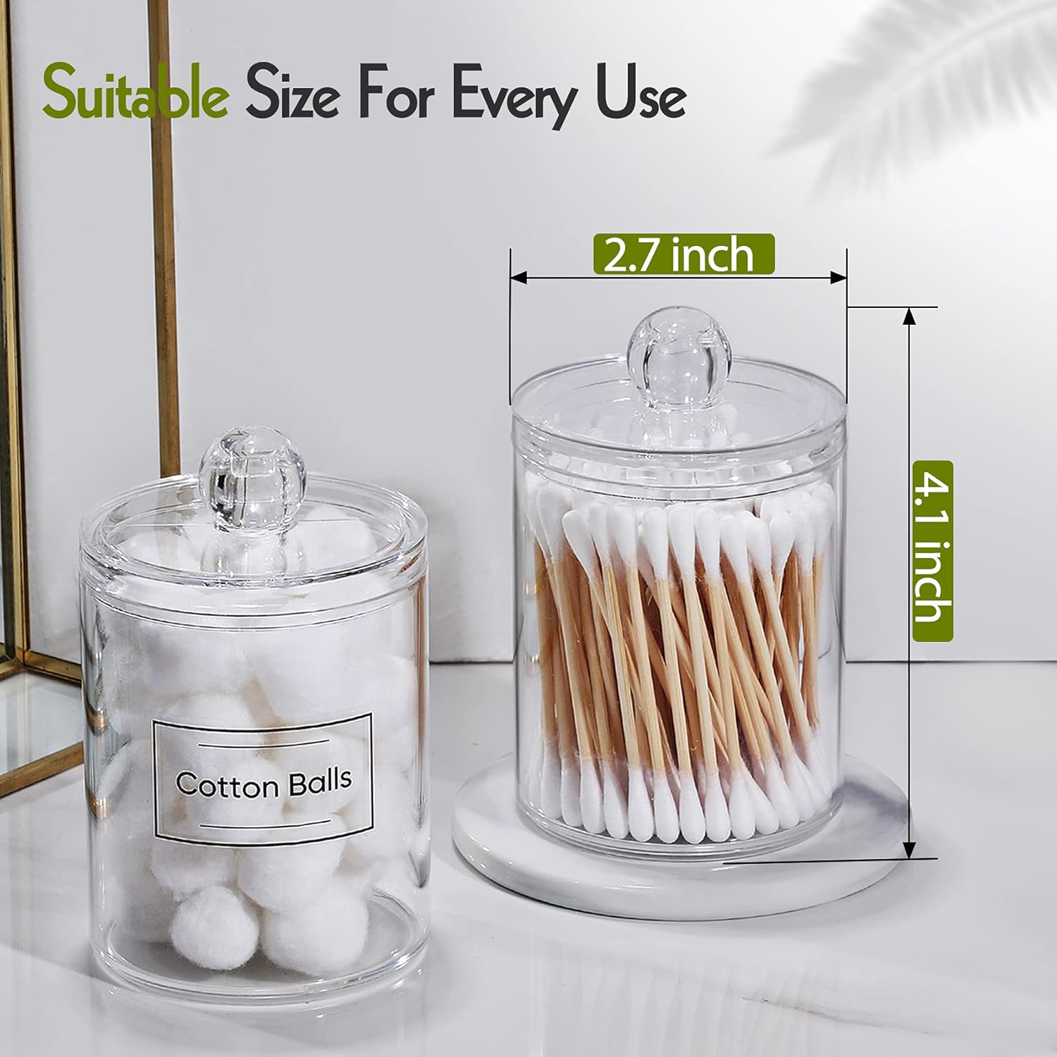 AOZITA 3 Pack Acrylic Q-Tip Holder Dispenser Set
