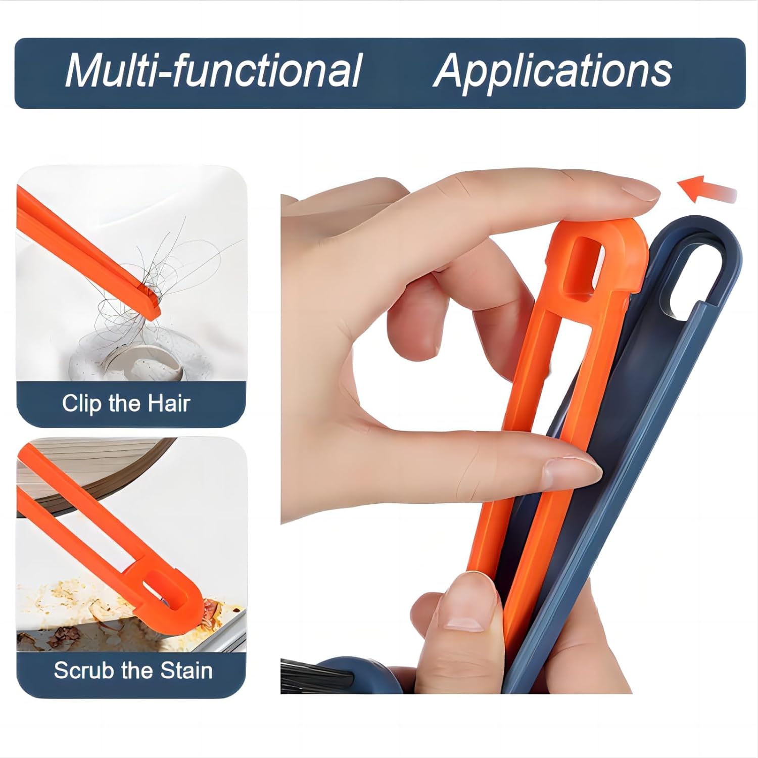 2Pcs Hard Bristle Crevice Cleaning Brush with Rotating Handle