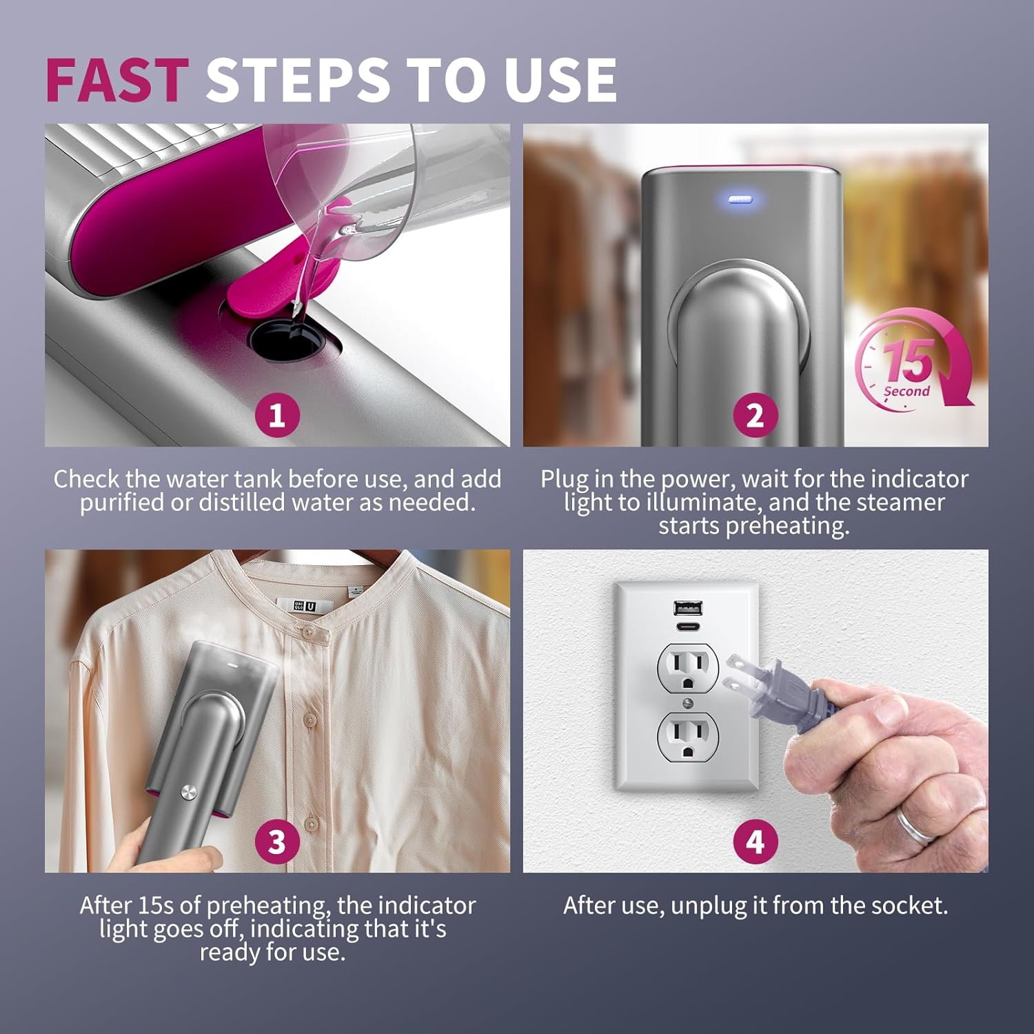 Eoubed Portable Garment Steamer for Quick Wrinkle Removal