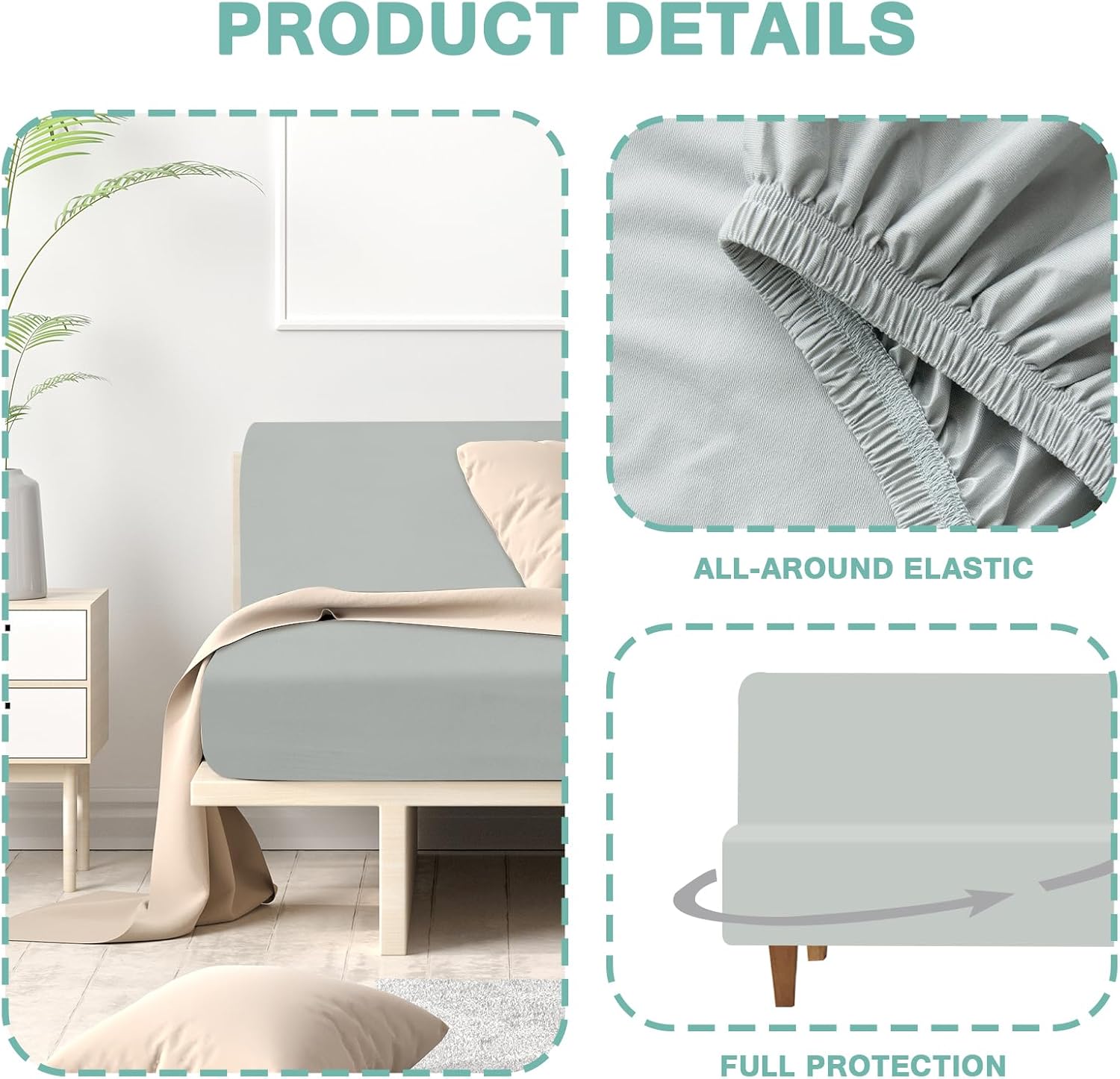 Luv4babe Waterproof Futon Cover for Armless Sofa Bed Gray
