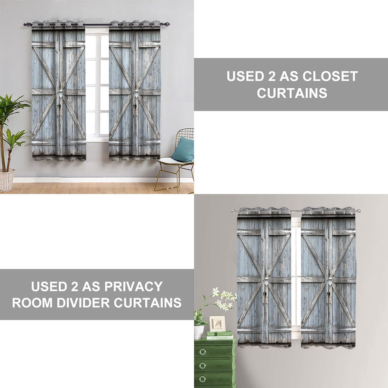 Shixiaoyan Rustic Barn Door Curtain 42W x 80L Panel