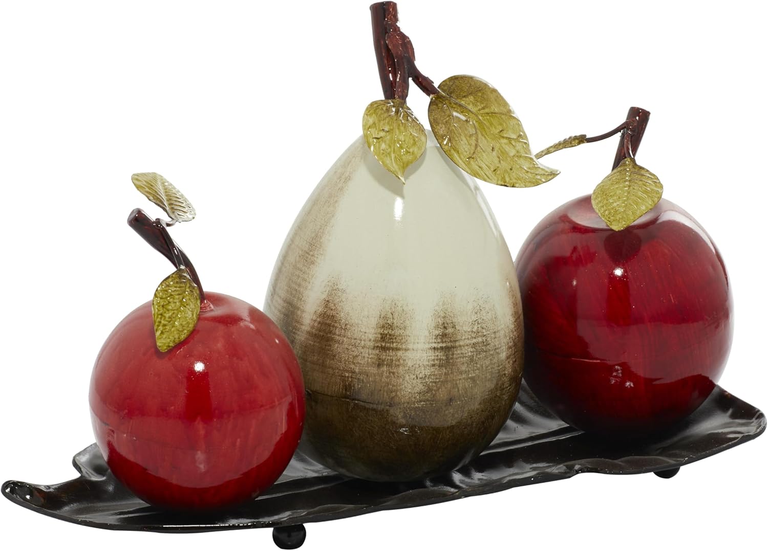 Deco 79 Red Metal Fruit Sculpture Decorative Platter