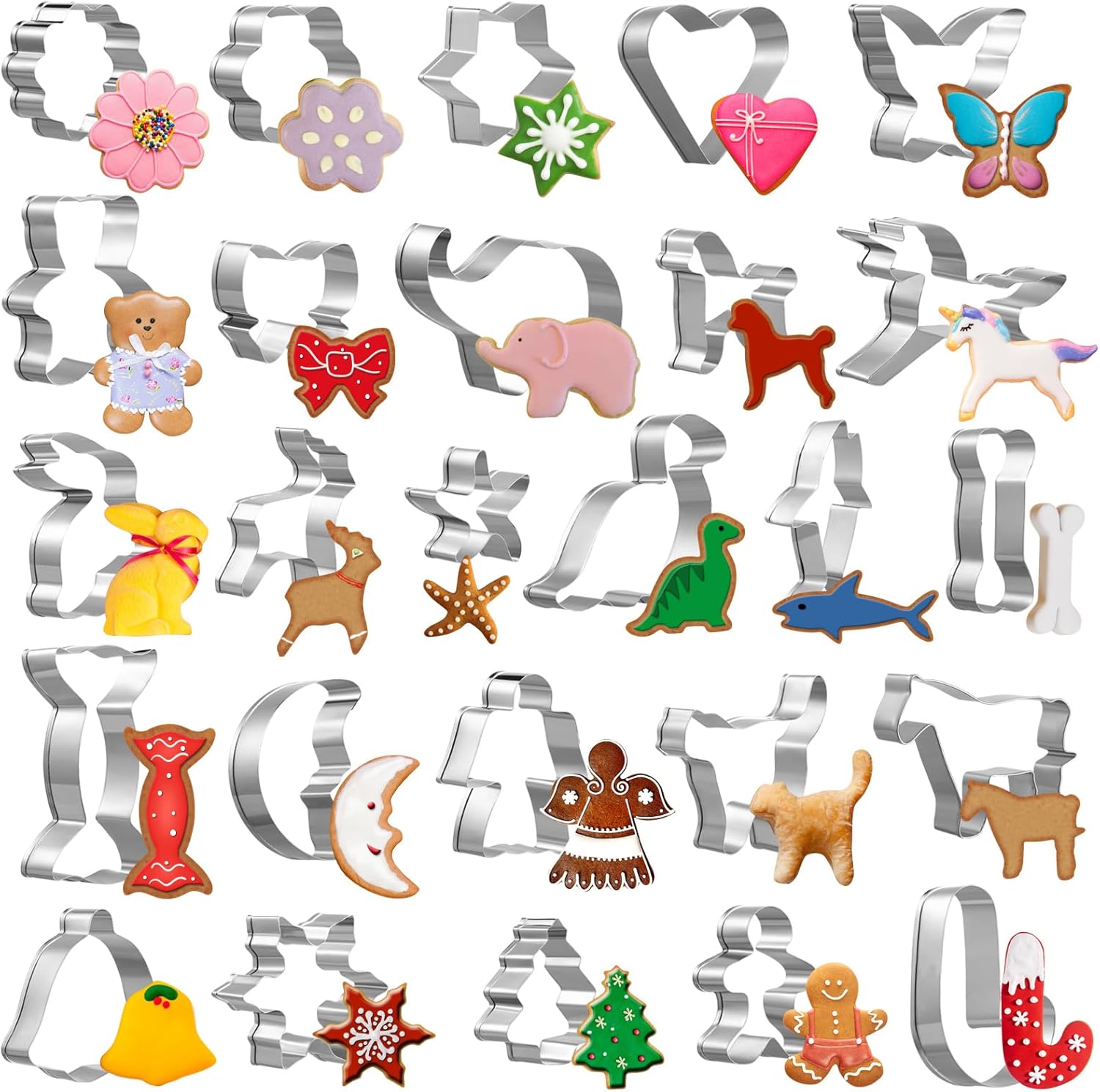 GWHOLE 26 Pcs Cookie Cutter Set for Kids Christmas Holiday