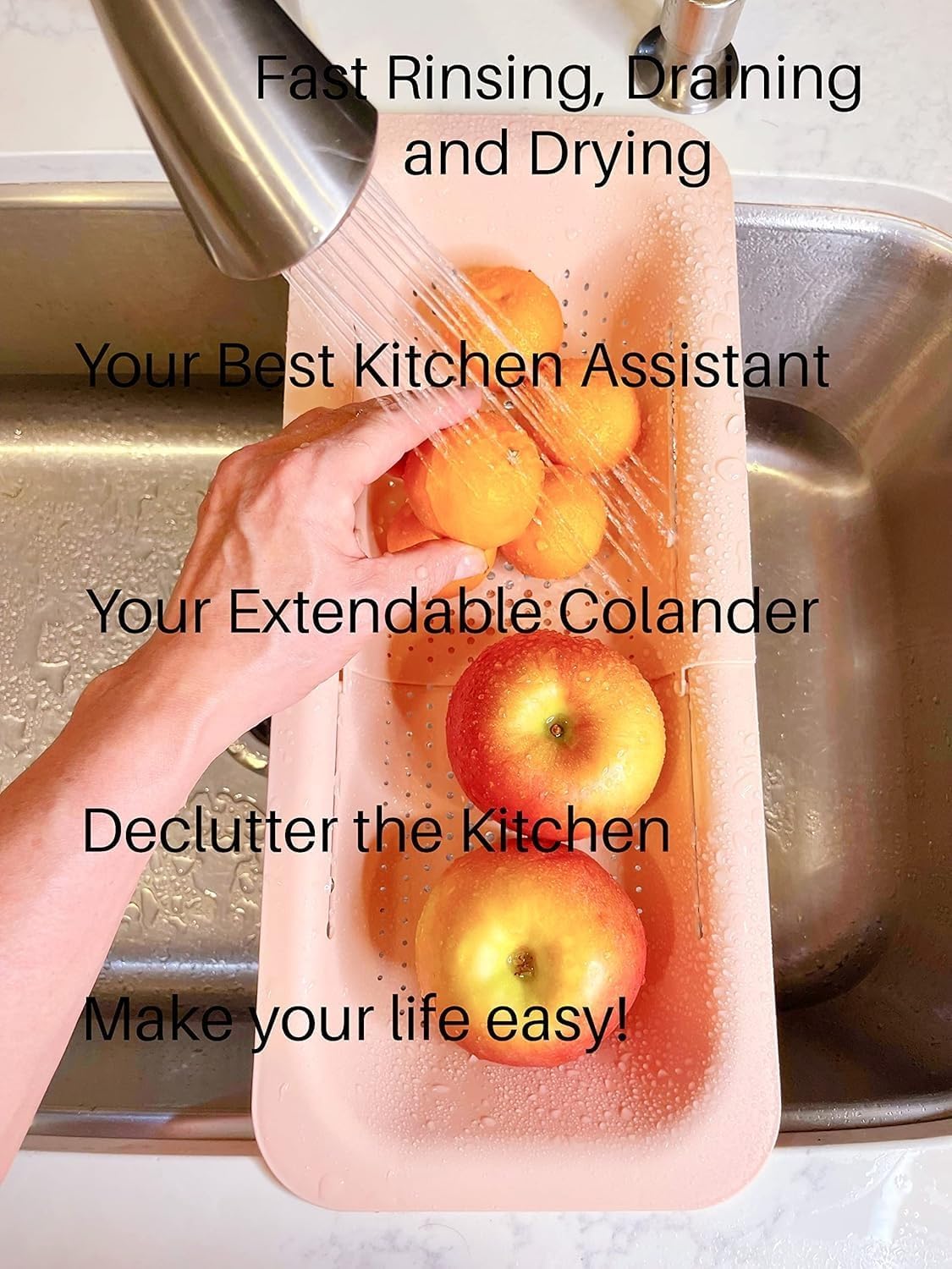 PUPZY Colander Over the Sink - Pink 8x195x28 Inches