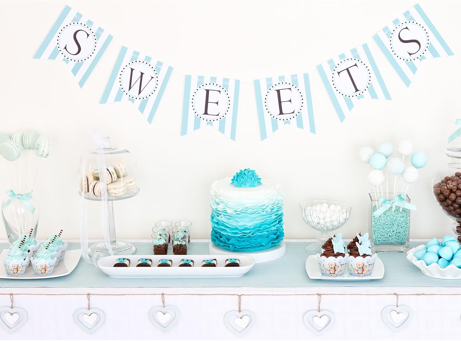 Whaline 36Pcs Blue Bear Cupcake Wrappers Baking Liners
