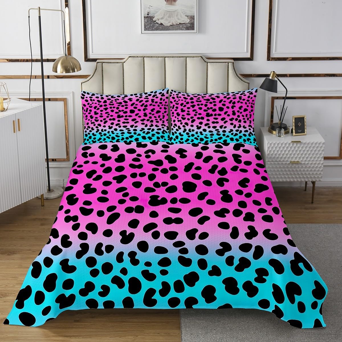Feelyou Leopard Coverlet Set for Kids Boy Girl Queen Size