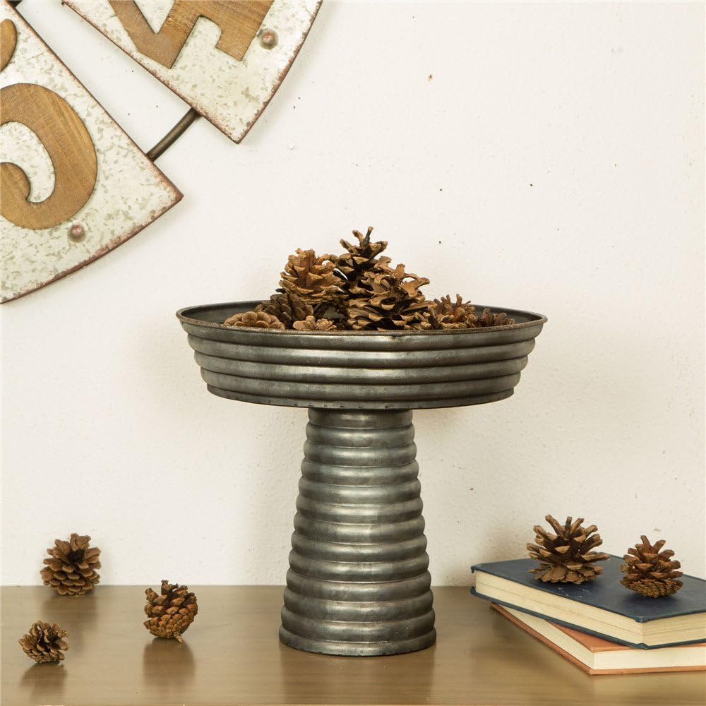 Glitzhome Galvanized Metal Serving Tray 12 Inch Diameter