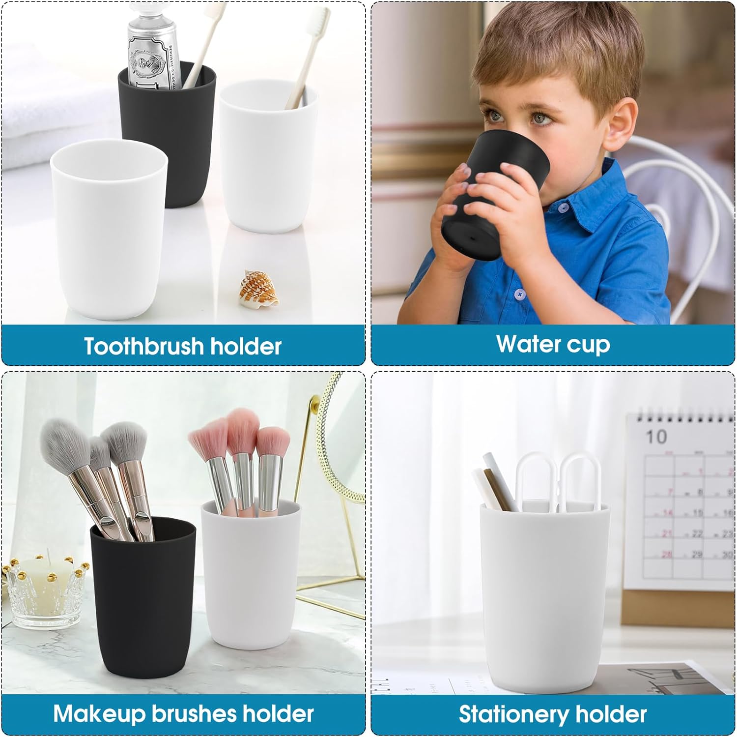 Topsky 4pcs Reusable Toothbrush Cup Tumbler Set