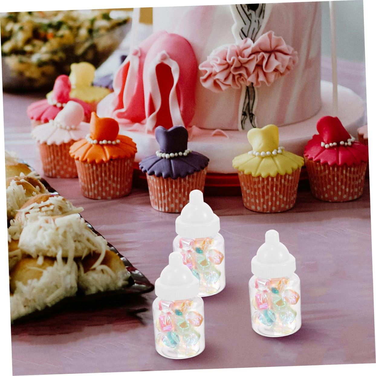 KOMBIUDA 24pcs Clear Candy Boxes Unique Bottle Design for Party Favors