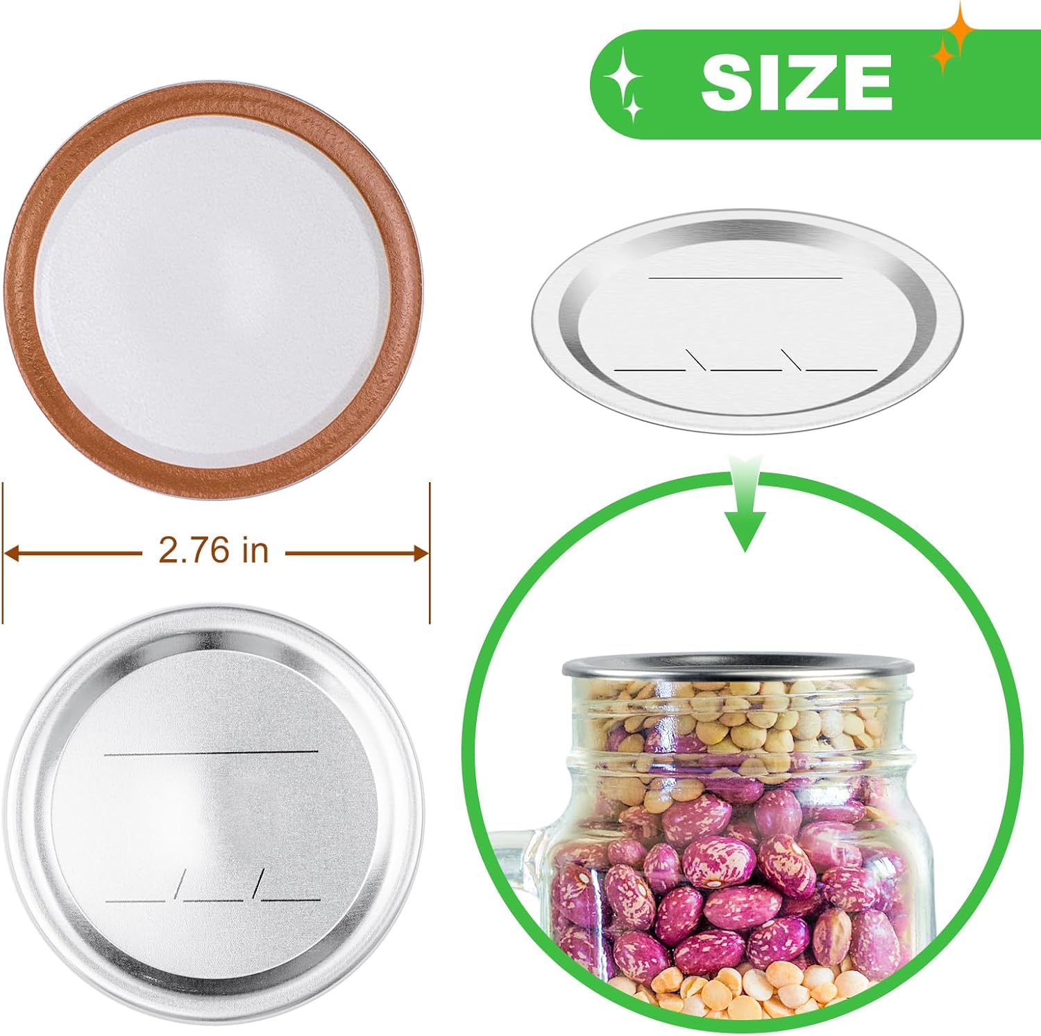 100 Pcs Canning Lids Food Grade Silicone Seal