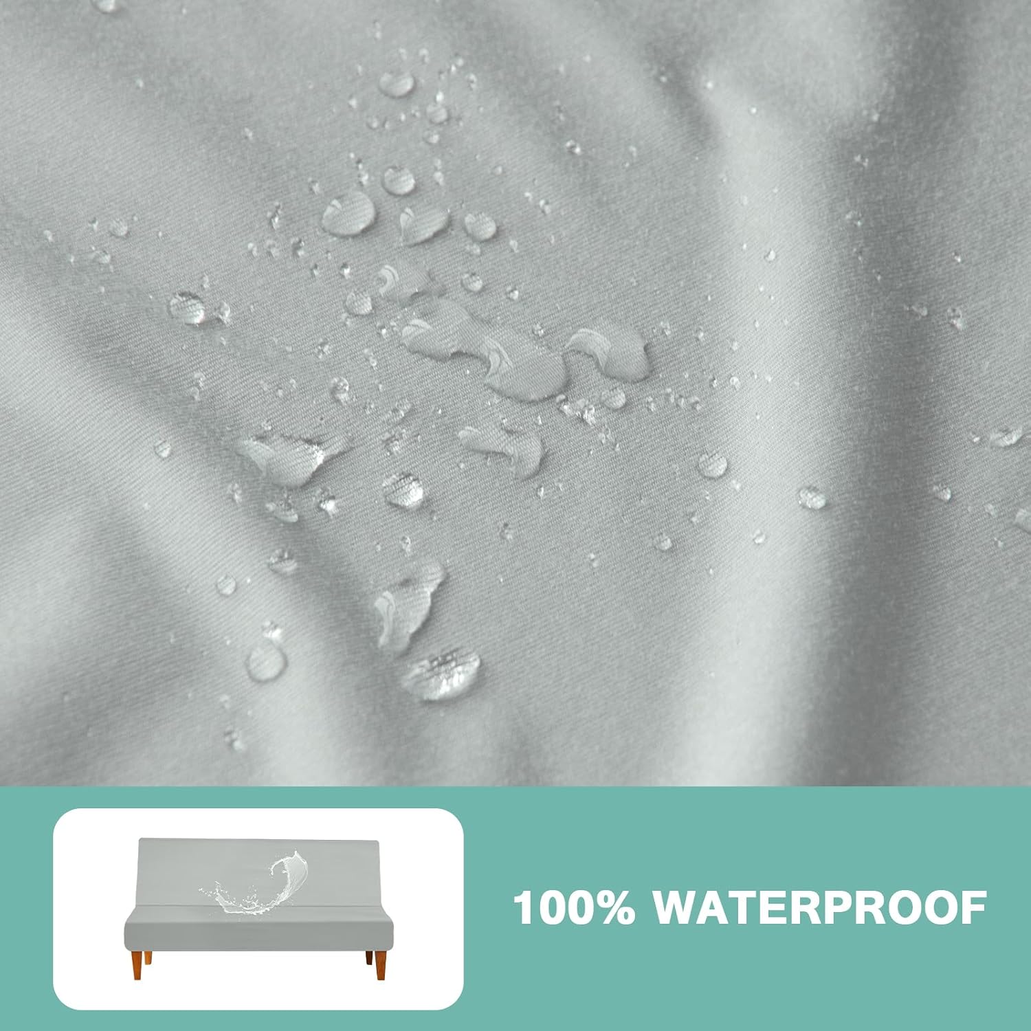 Luv4babe Waterproof Futon Cover for Armless Sofa Bed Gray