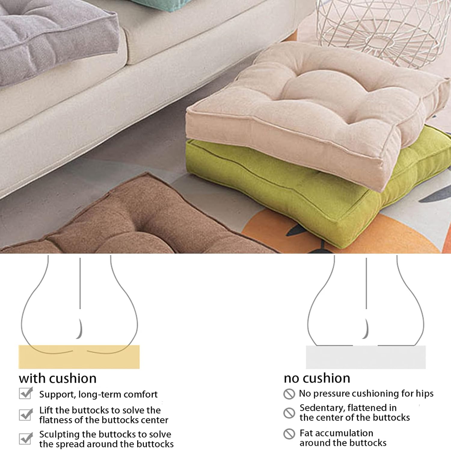 Soft Velvet Chair Cushion with Ties Set of 2