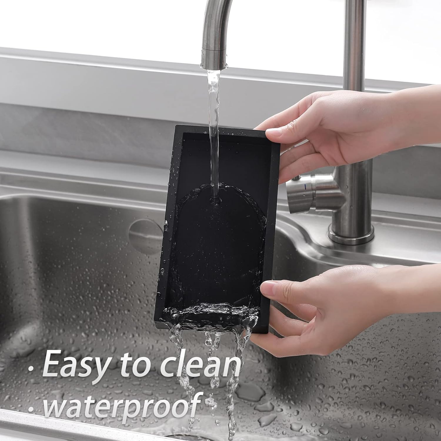 Heagoale Silicone Vanity Tray Black Rectangle