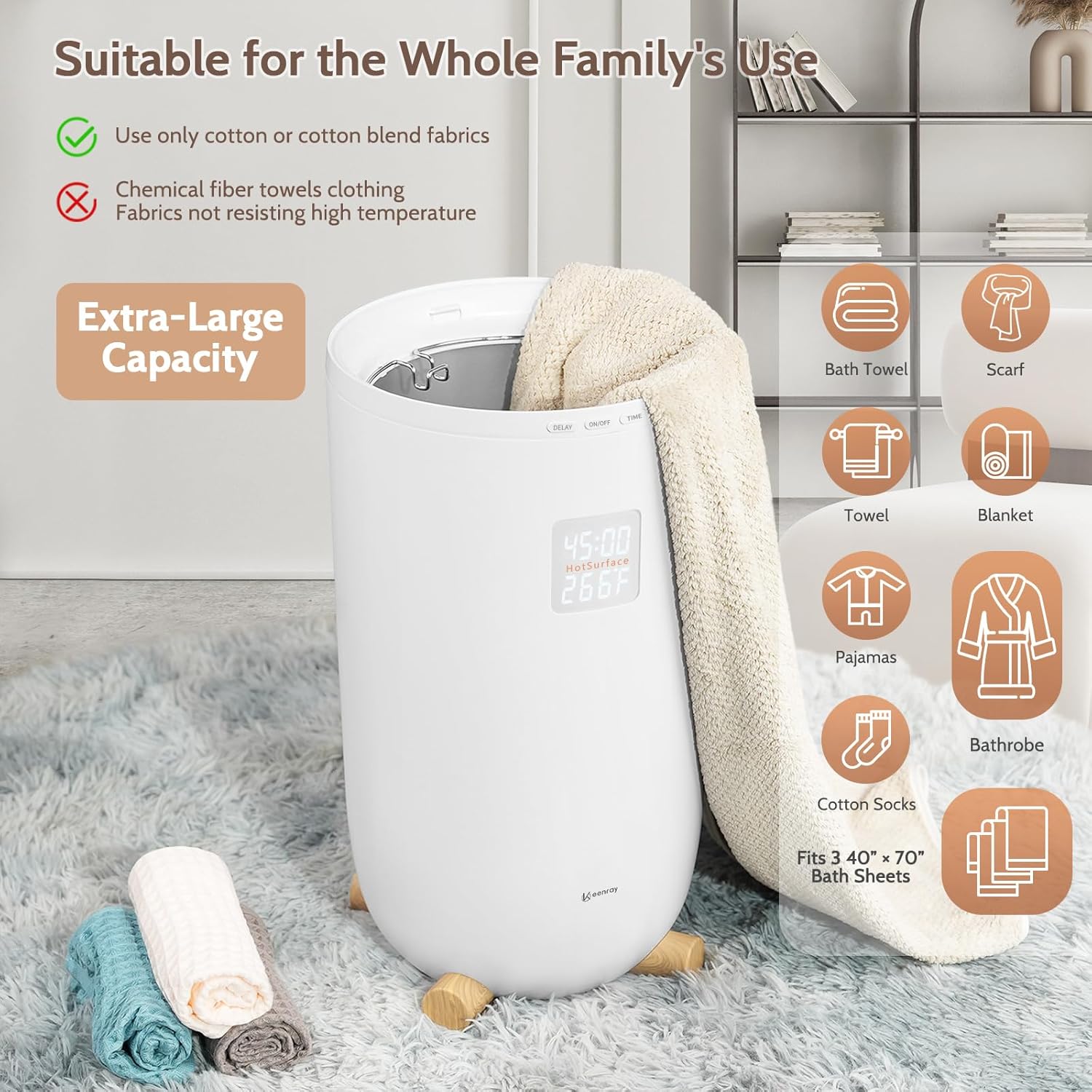 Keenray Large Towel Warmer Bucket with LCD Screen