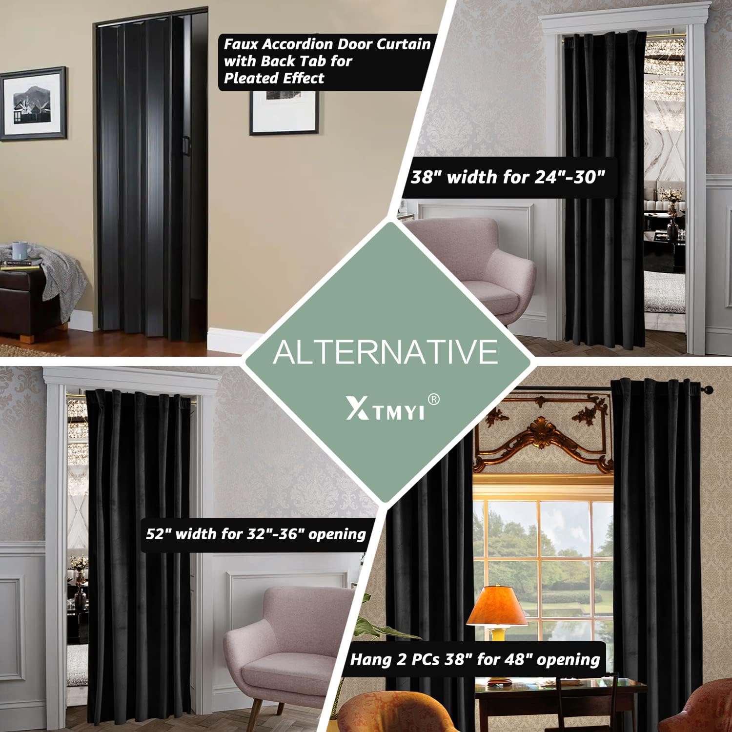 XTMYI Velvet Blackout Door Curtain Panels 80 Inch