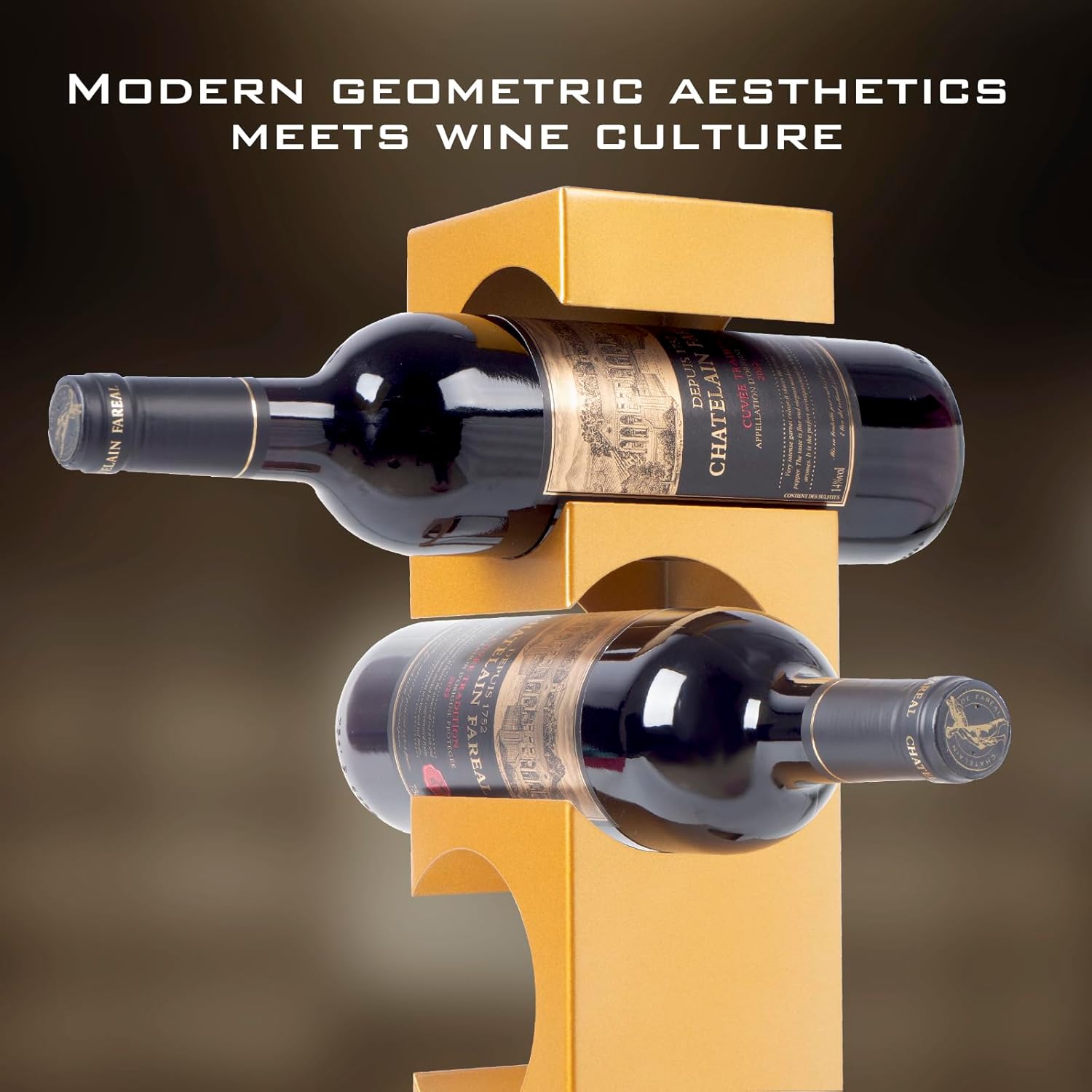 Modern Geometric Wine Rack for Kitchen Bar 4 Bottles