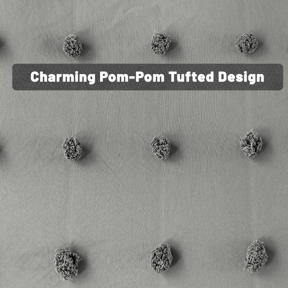 HESBITEUL Duvet Cover Twin XL with Pom Pom and Pillowcase