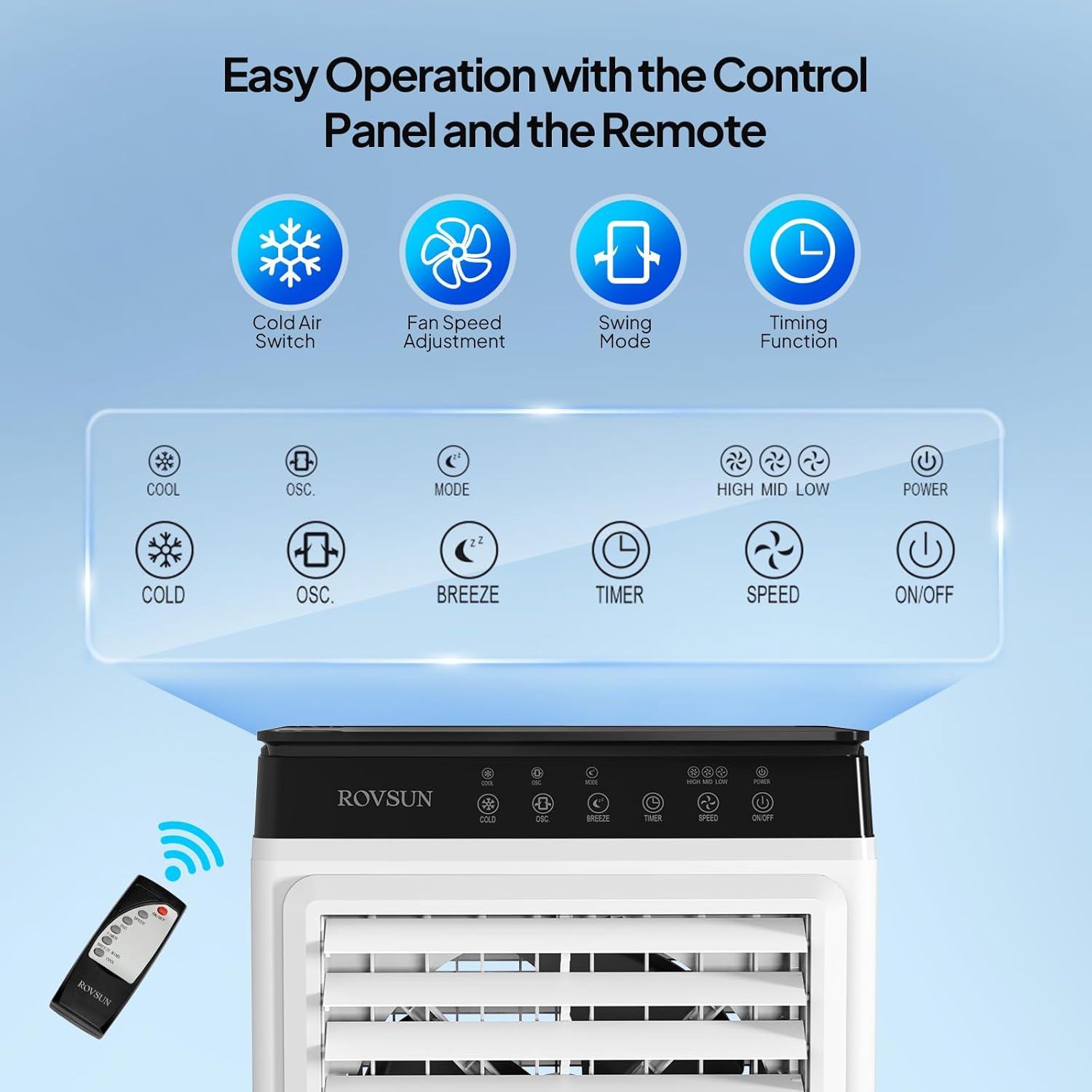 ROVSUN 2300CFM Portable Air Cooler with 4 Ice Boxes and Remote Control