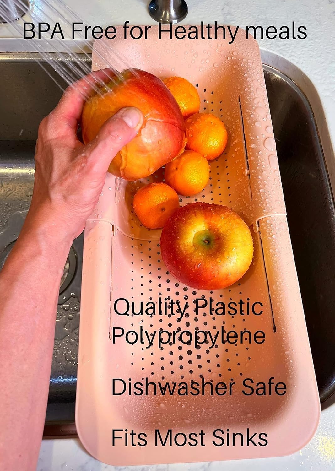 PUPZY Colander Over the Sink - Pink 8x195x28 Inches