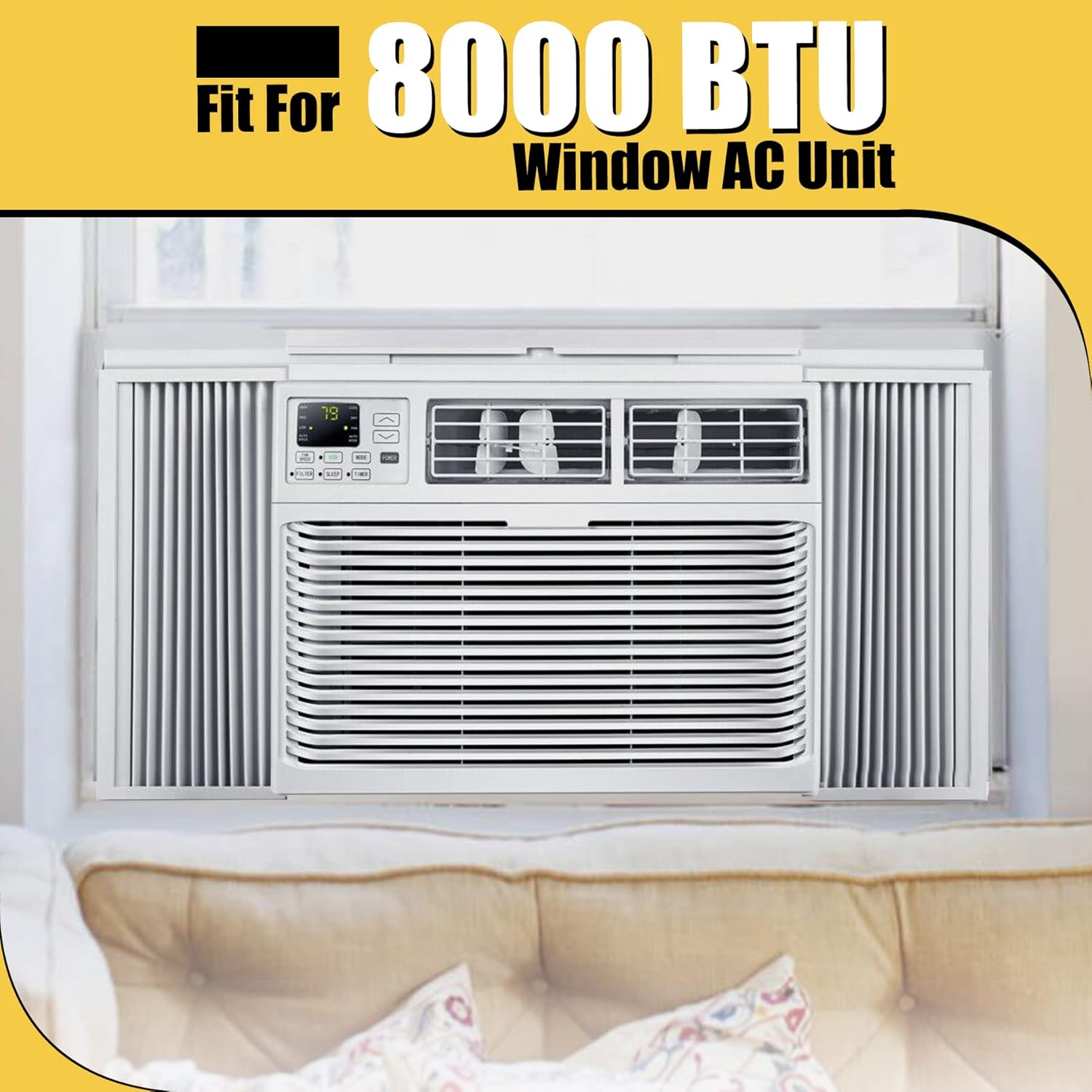 Powrocket Window AC Side Panel with Frame Set White