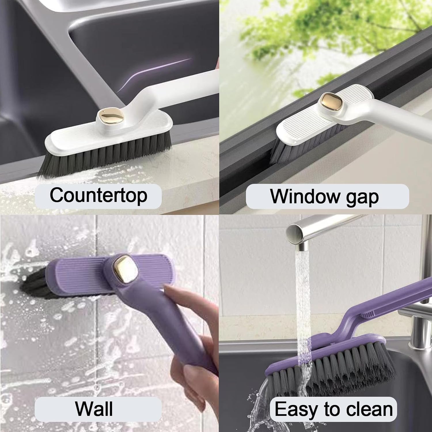 4 PCS Multi-Function Crevice Brush Kit for Kitchen and Bathroom Cleaning